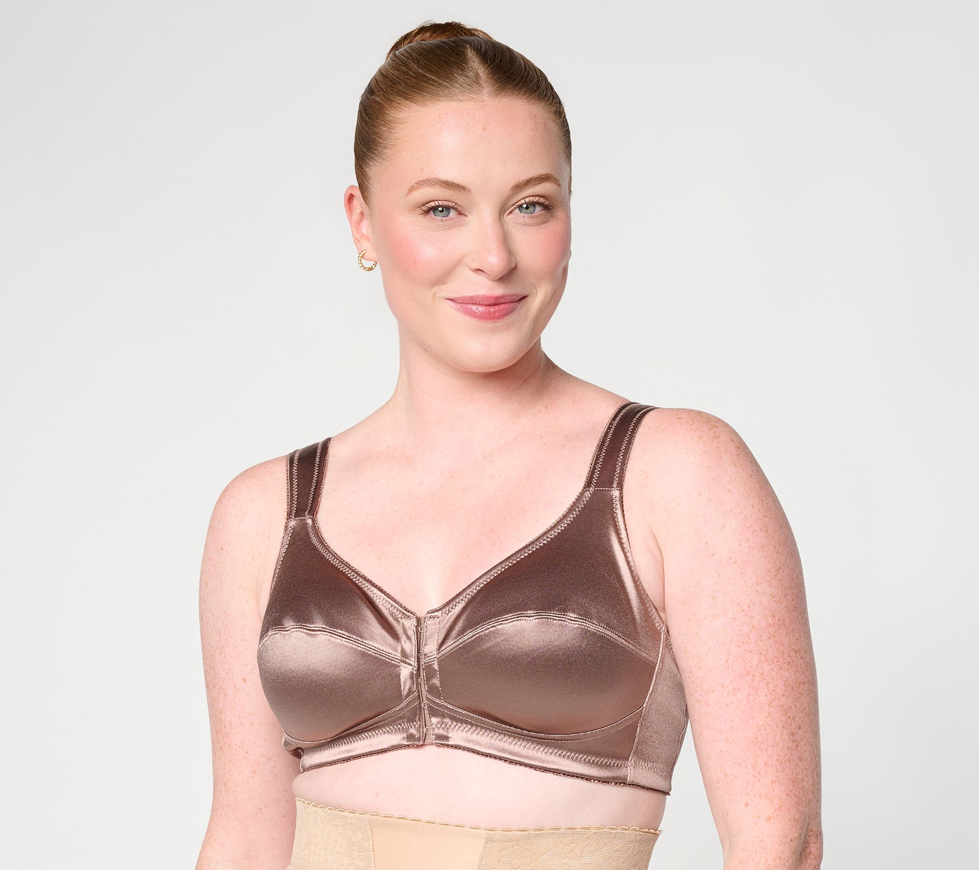 Breezies Front Closure Wirefree Stretch Satin Bra