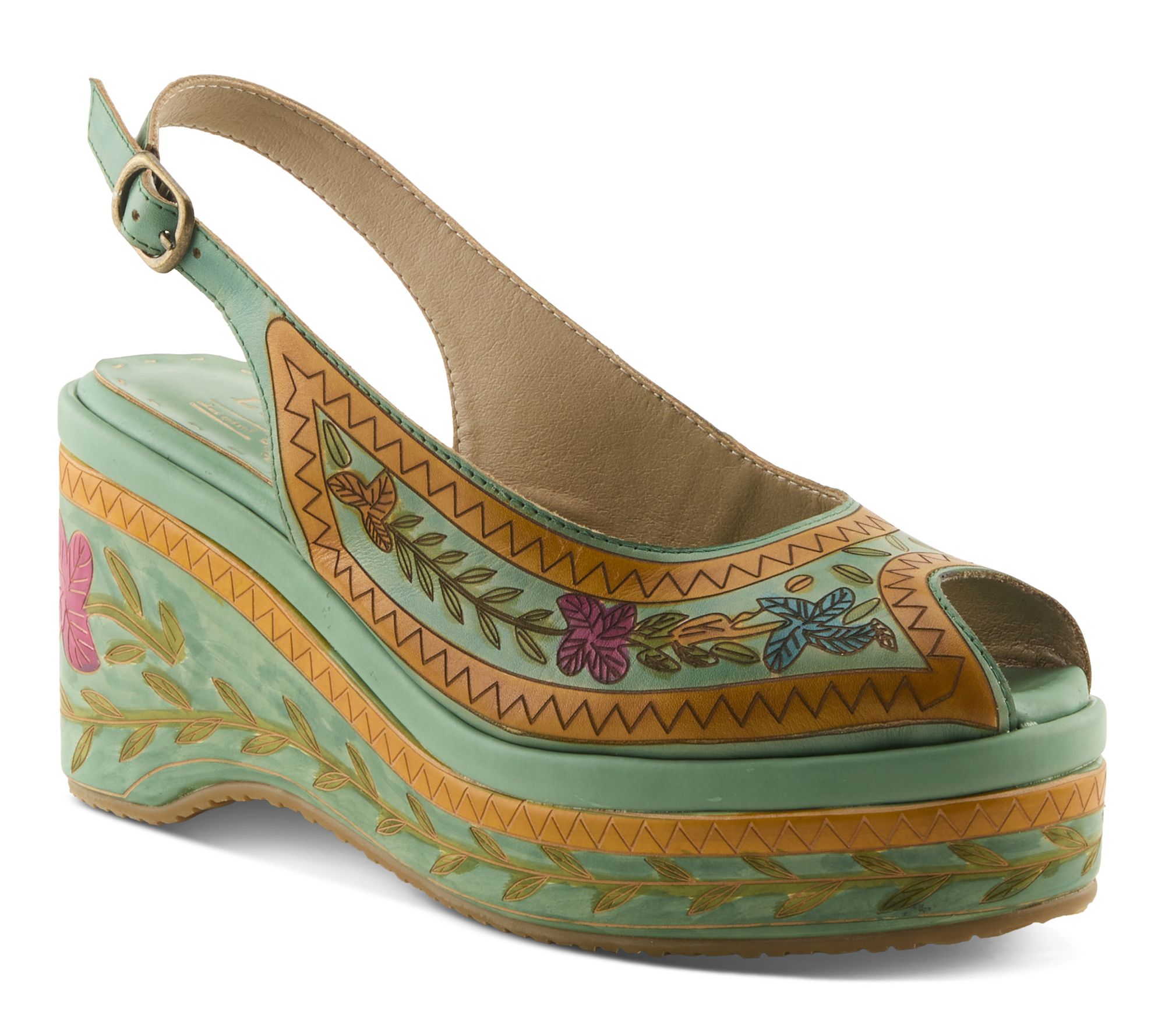 L'Artiste by Spring Step Leather Wedge Sandal -Artdevivre