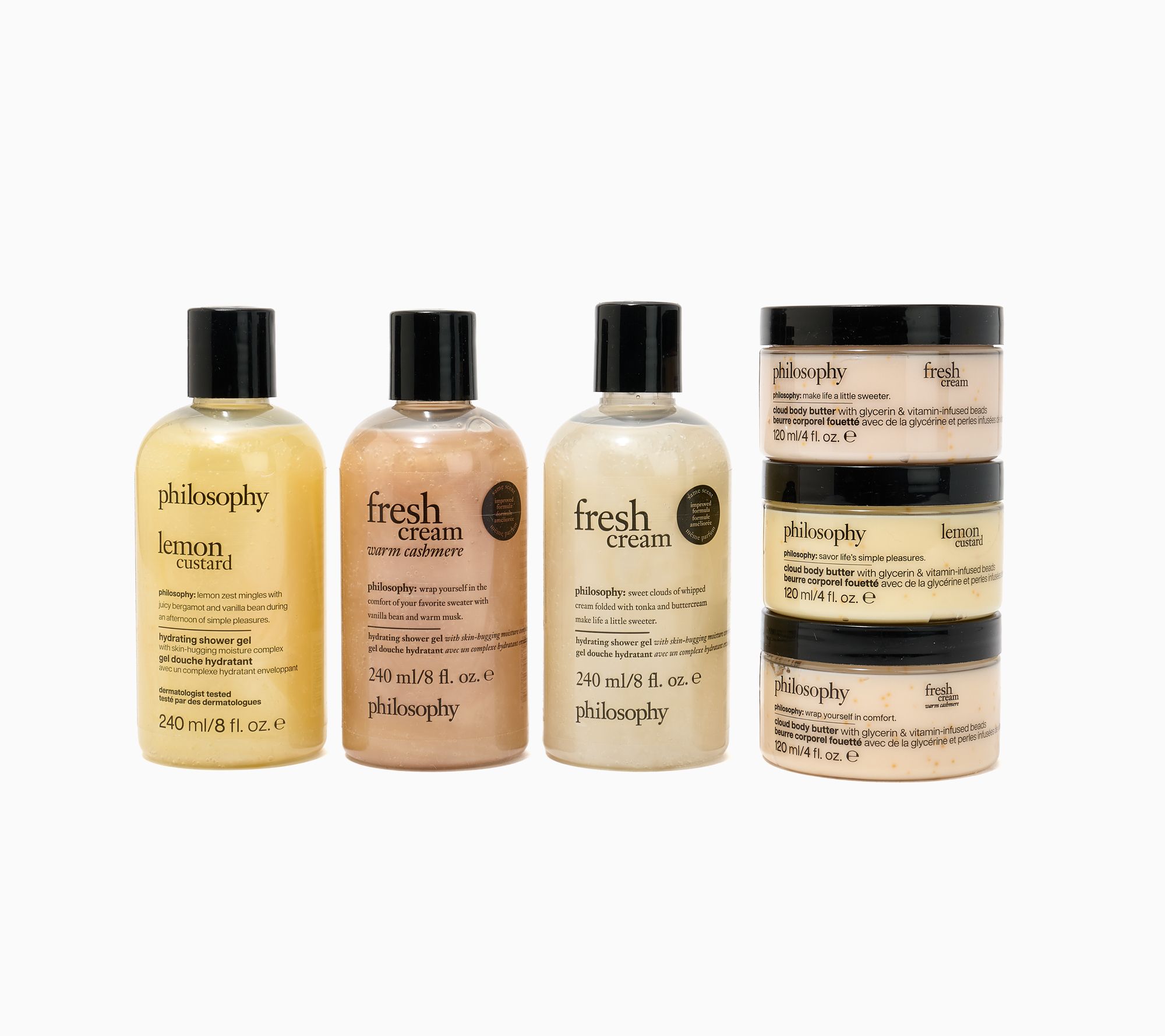 philosophy 6pc 8oz shower gel and 4oz cloud body butter set