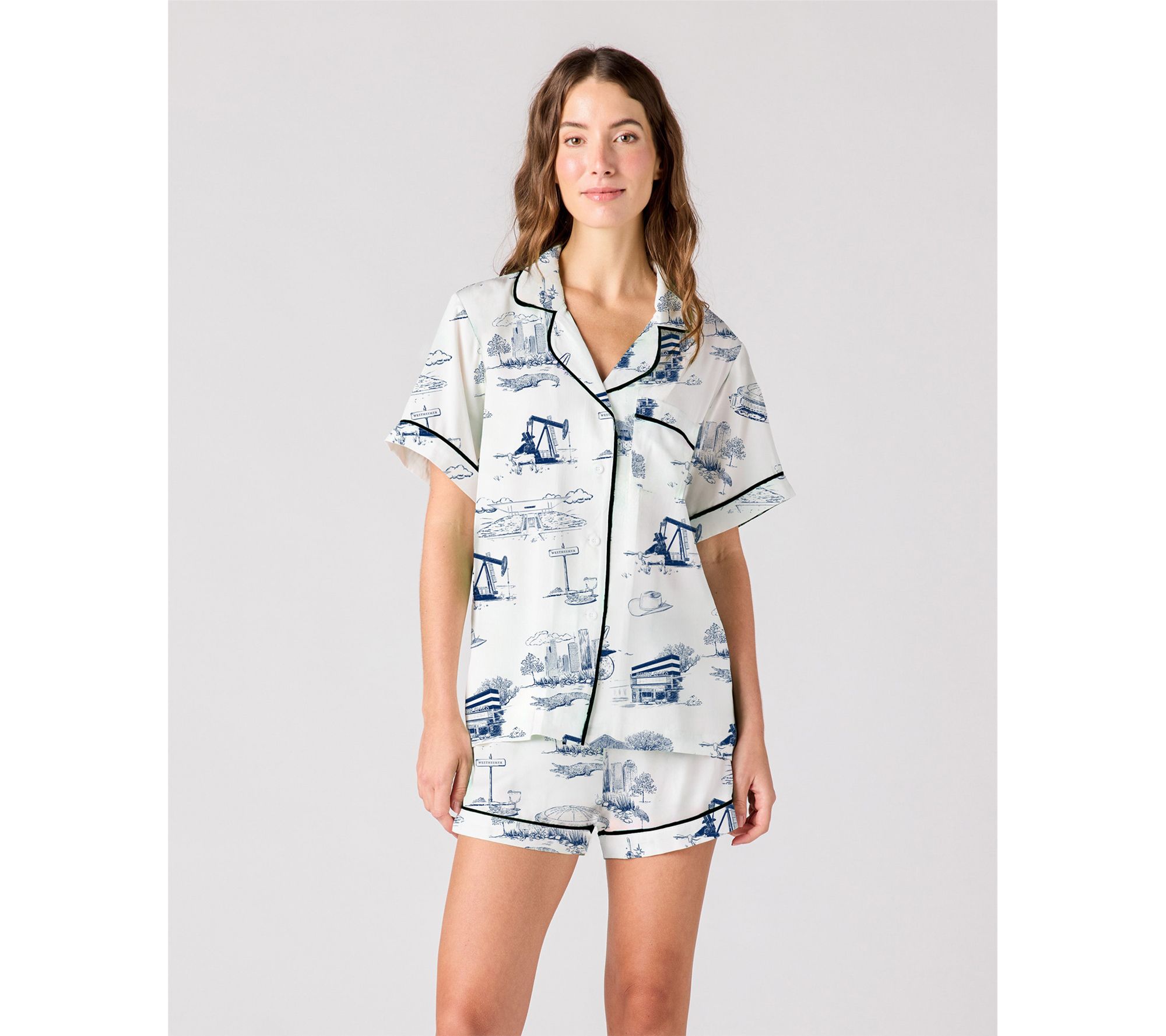 Katie Kime Houston Toile Pajama Shorts Set