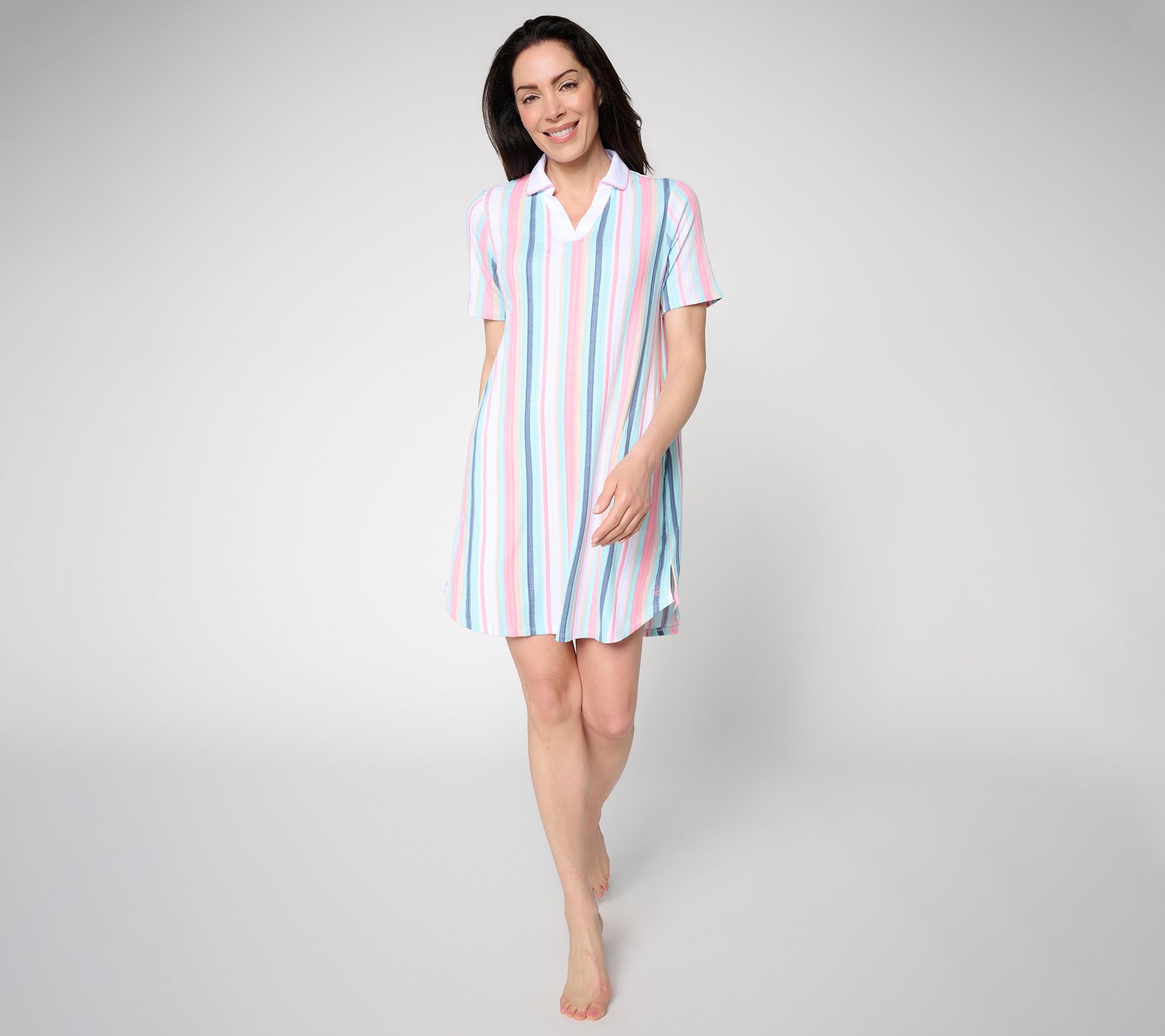 "As Is" Cuddl Duds Wide Knit Rib Sleepgown with Picot Edges