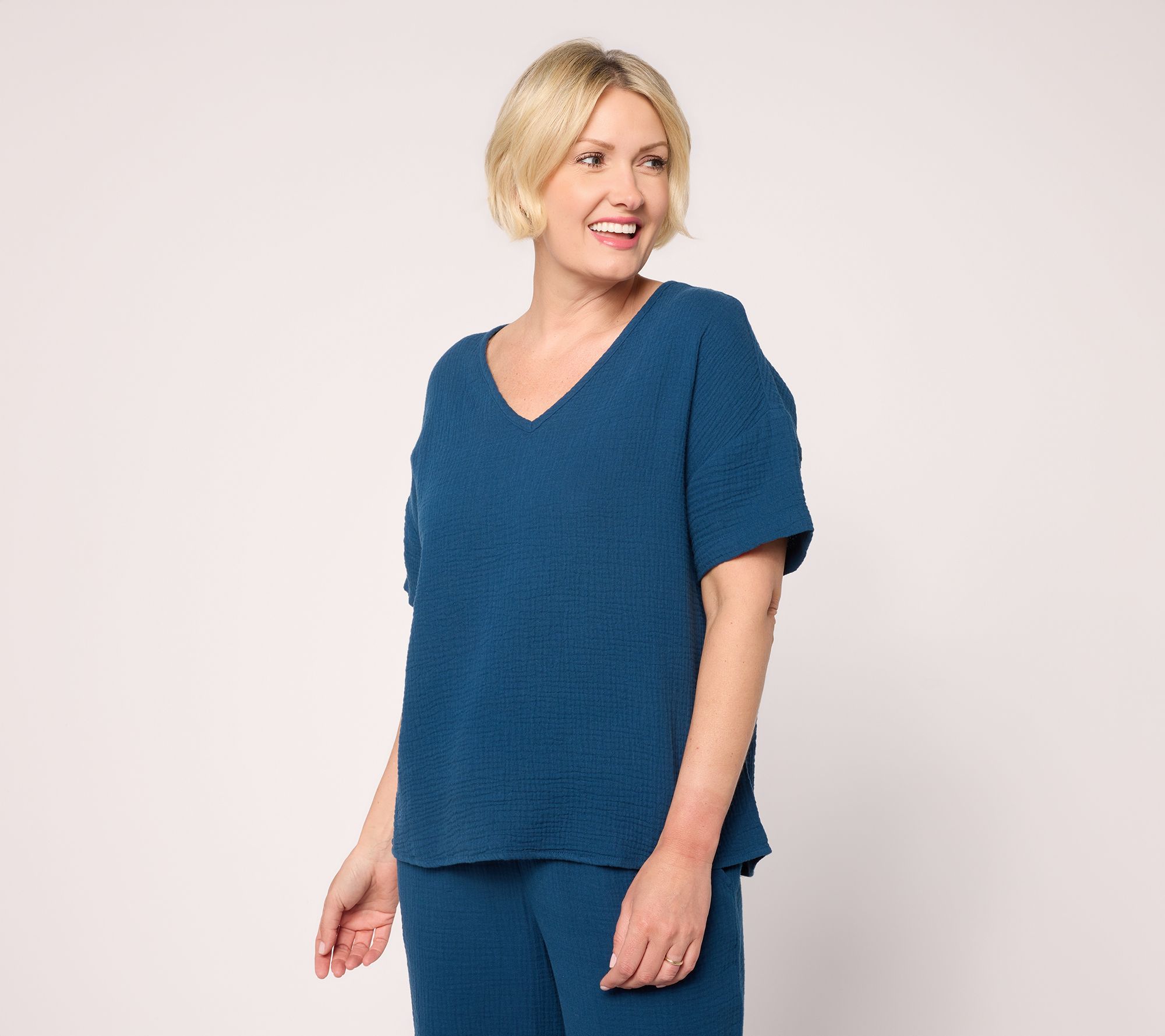"As Is" Peace Love World Boheme Elbow Sleeve V-Neck DolmanSleeveTop