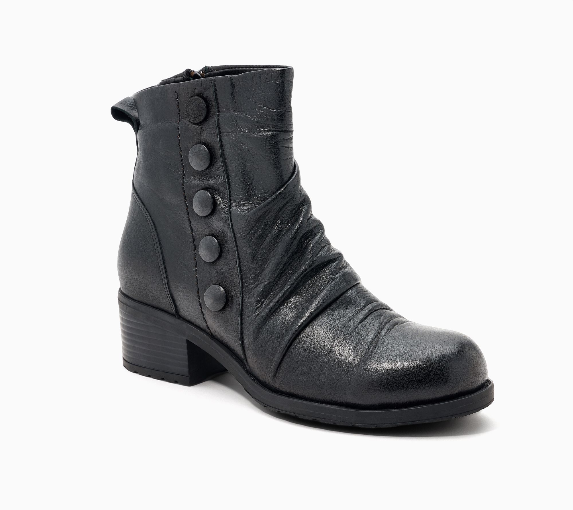  Miz Mooz Ruched Leather Ankle Boot - Jewel