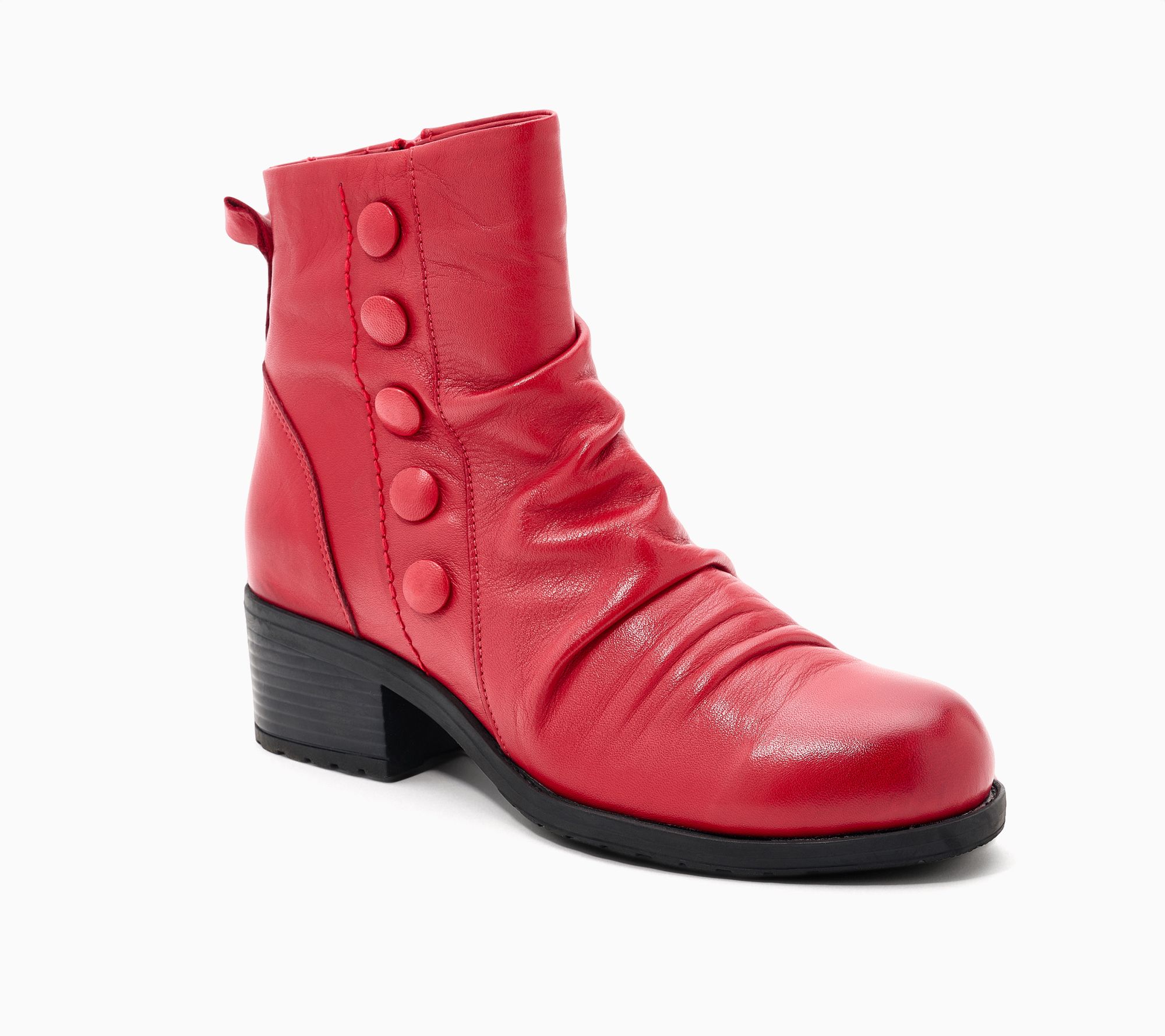 Miz Mooz Ruched Leather Ankle Boot - Jewel