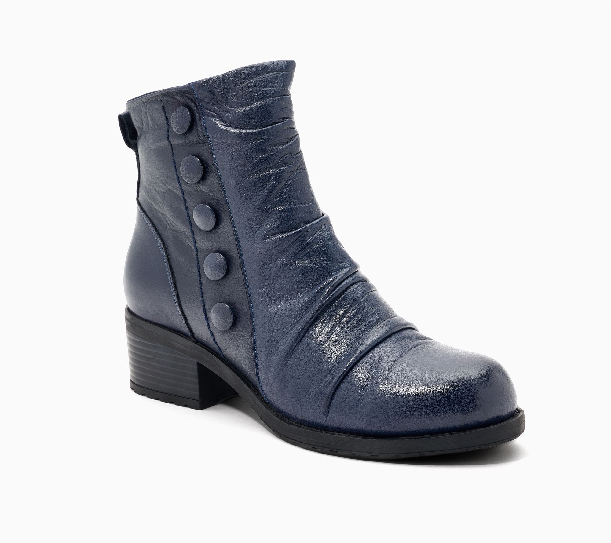 Miz Mooz Ruched Leather Ankle Boot - Jewel