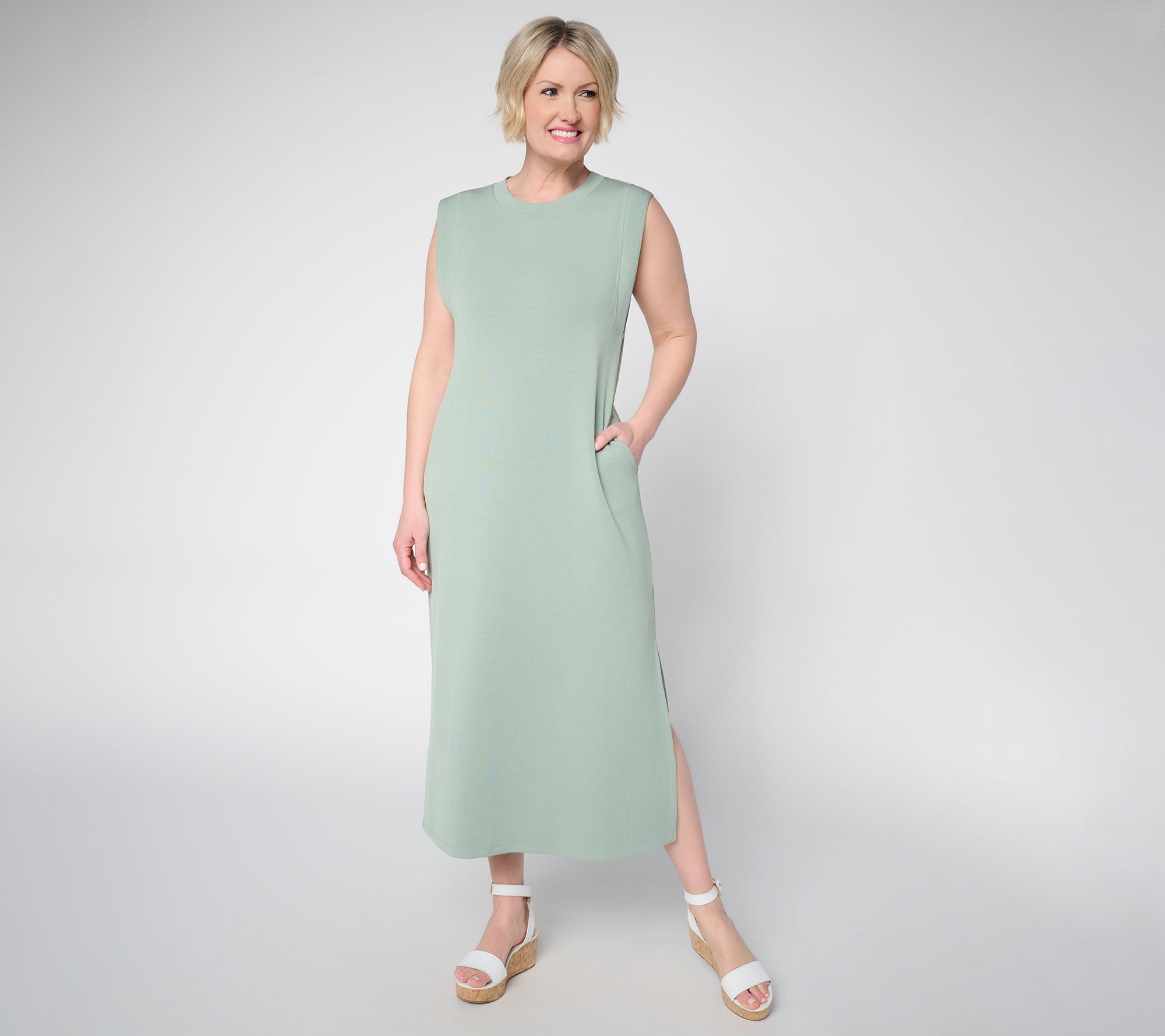 "As Is" Belle by Kim Gravel Reg ScubaLuxe Maxi Dress with Bra Blocker