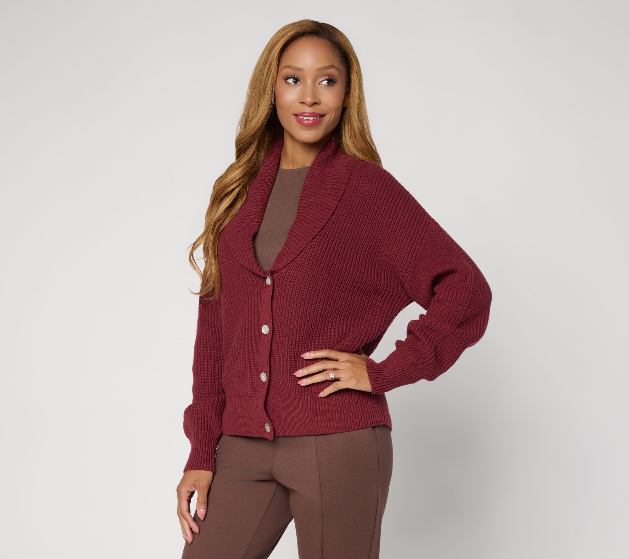 & BASICS Cotton Blend Shaker Stitch Cardigan
