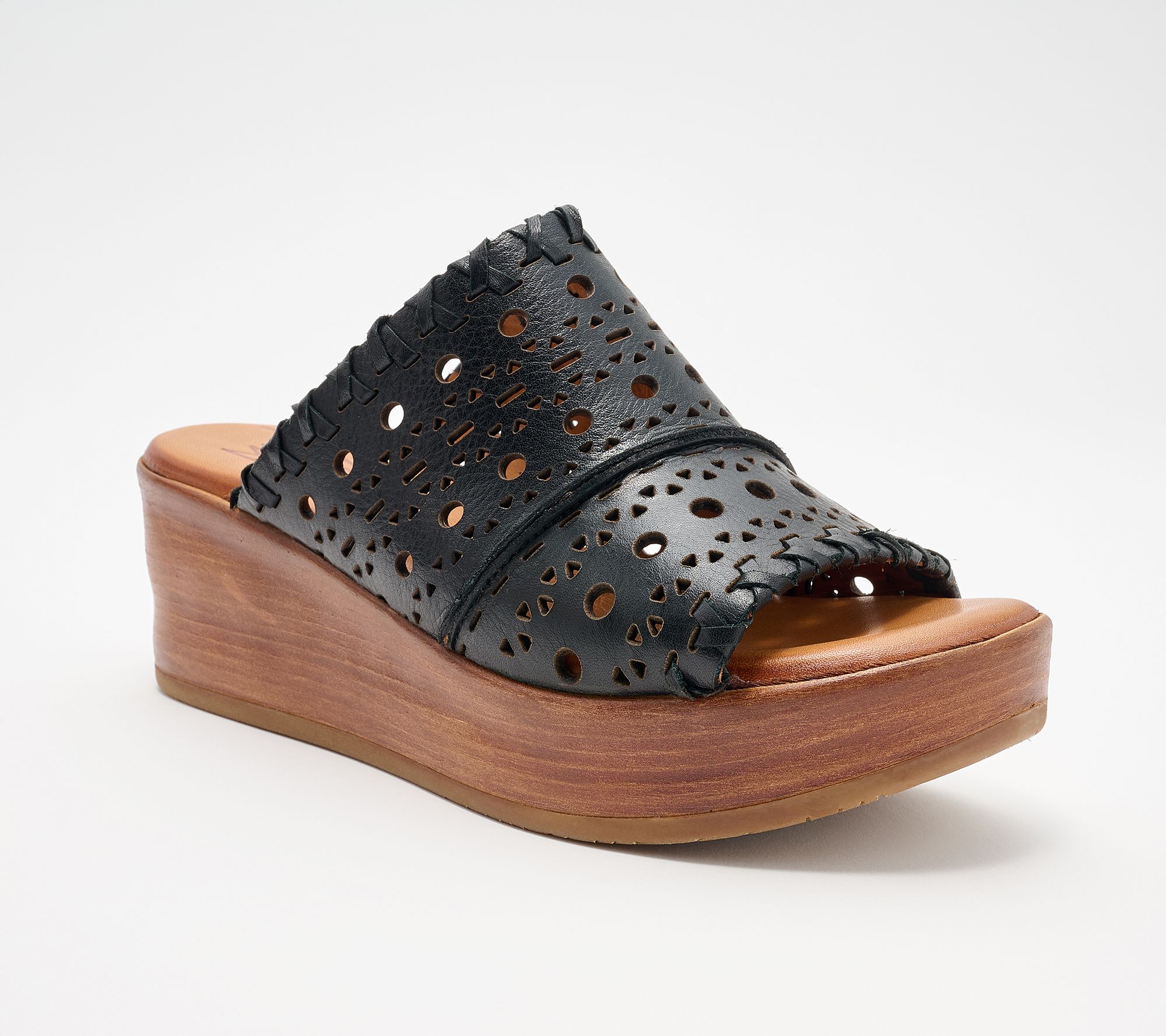 "As Is" Miz Mooz Perforated Leather Platform Wedges - Wesley