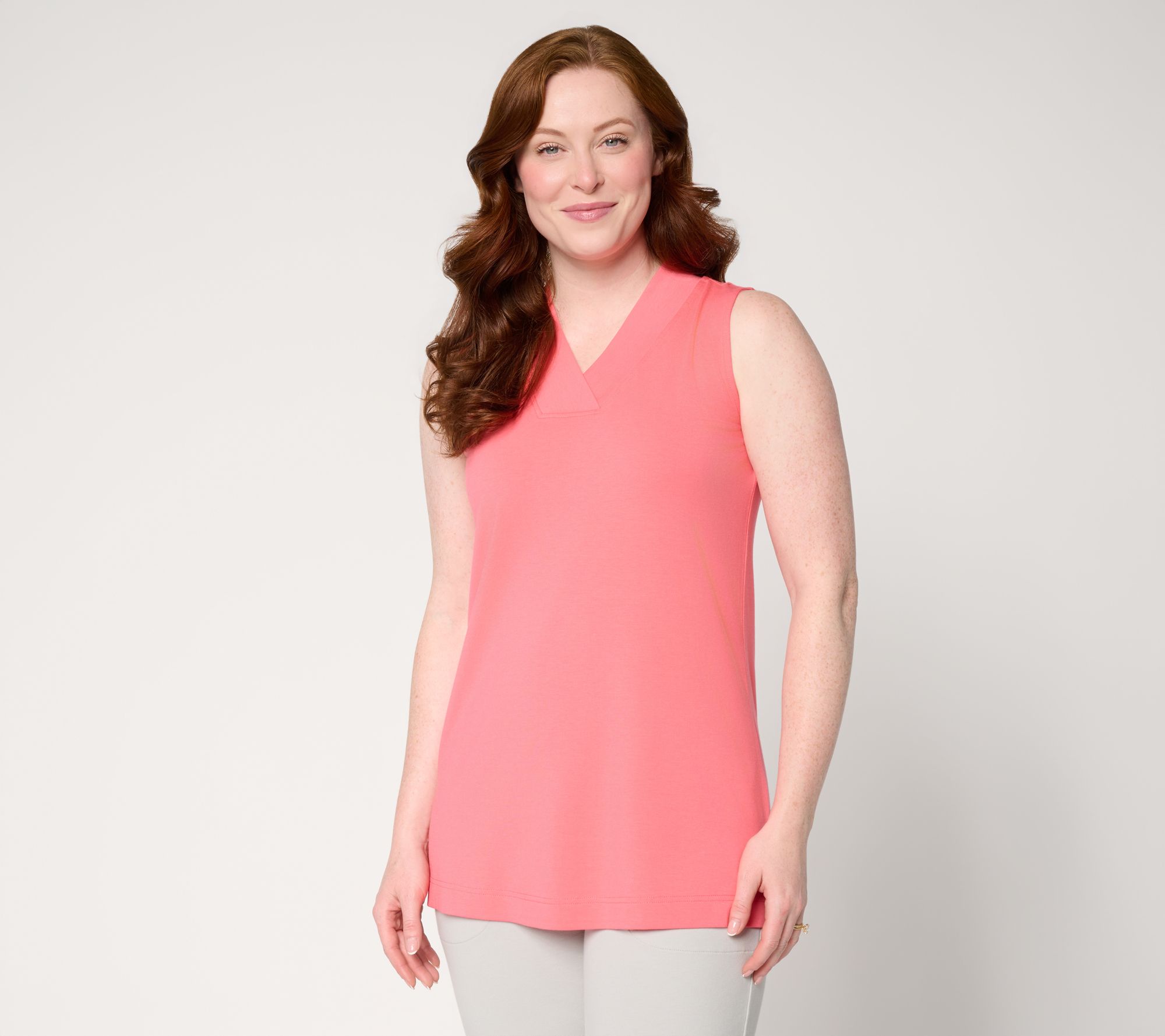 "As Is" Denim & Co. Essentials Petite So Soft Jersey V-Neck Tunic
