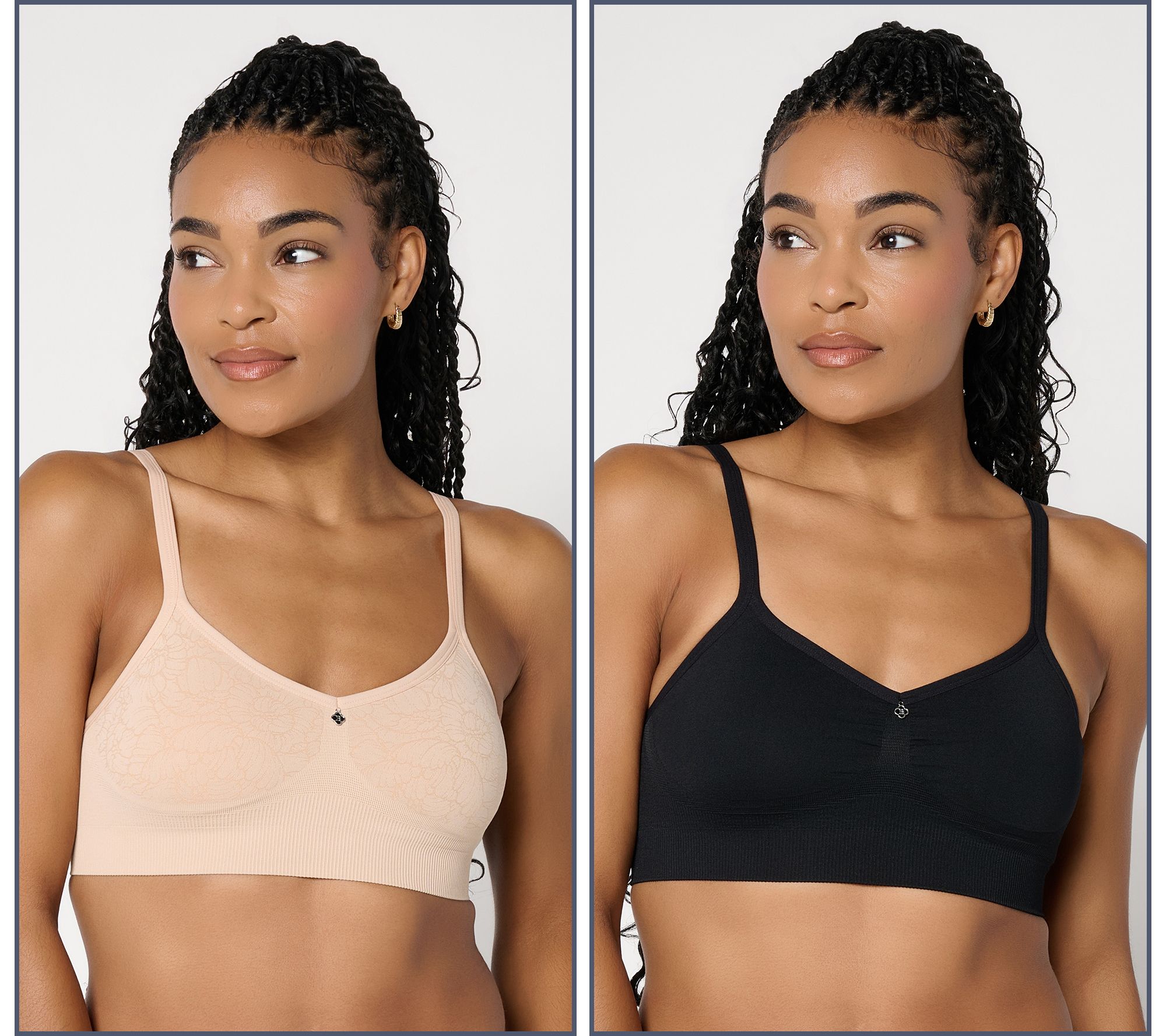 "As Is" Breezies Smooth Curves Seamless Wirefree Bralette S/2