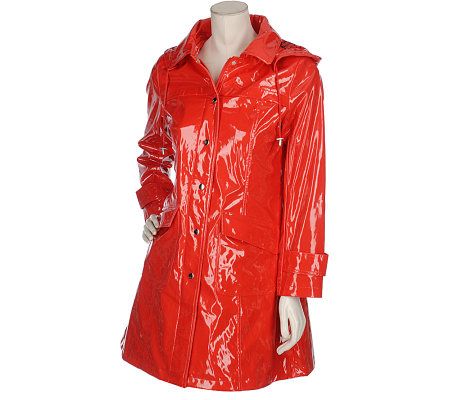 Dennis Basso Patent Raincoat with Removable Hood - Page 1 — QVC.com