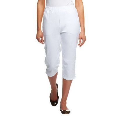 Denim&Co, Shorts, Denim Co Womens Sz Xl Orig Waist Stretch Capri Pants  Side Pkts Green A4924