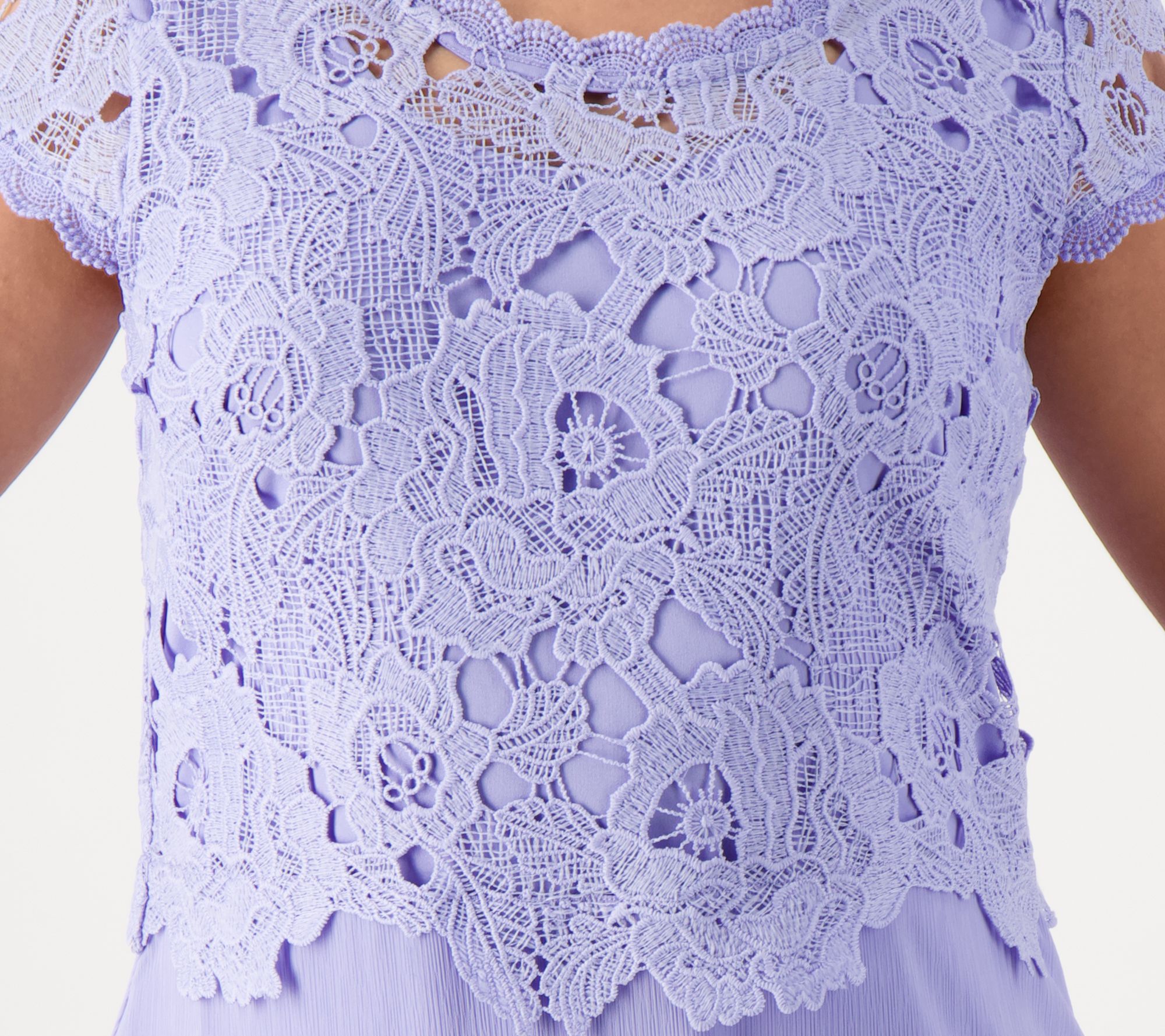 Isaac Mizrahi Live! Always Isaac Chiffon Dress with Lace Overlay - QVC.com