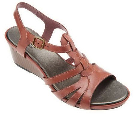 Clarks Bendables Lucia Wave Leather Wedge Sandals - Page 1 — QVC.com