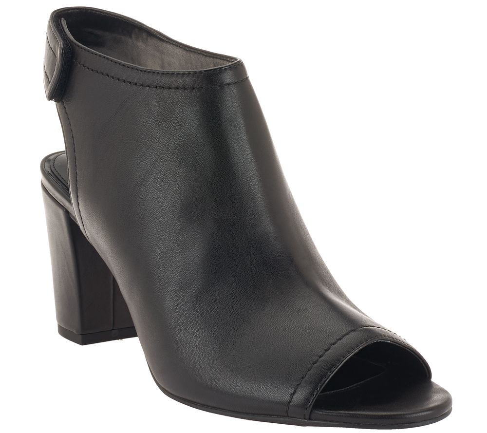 H by Halston Leather Peep-toe Ankle Boots with Heel - Linda - Page 1 ...