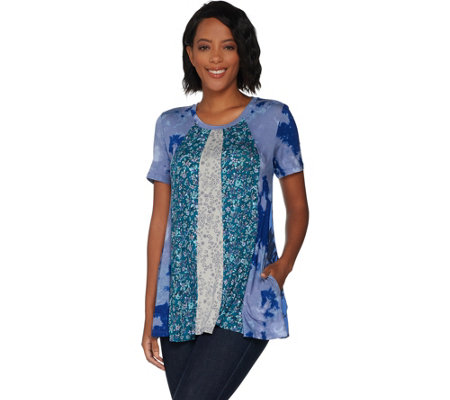 LOGO by Lori Goldstein Multi Printed Paneled Top with Pockets - Page 1 ...