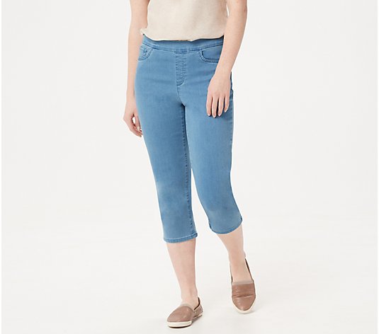 Denim & Co. Soft Stretch 5-Pocket Pull-On Capri Jeans - QVC.com