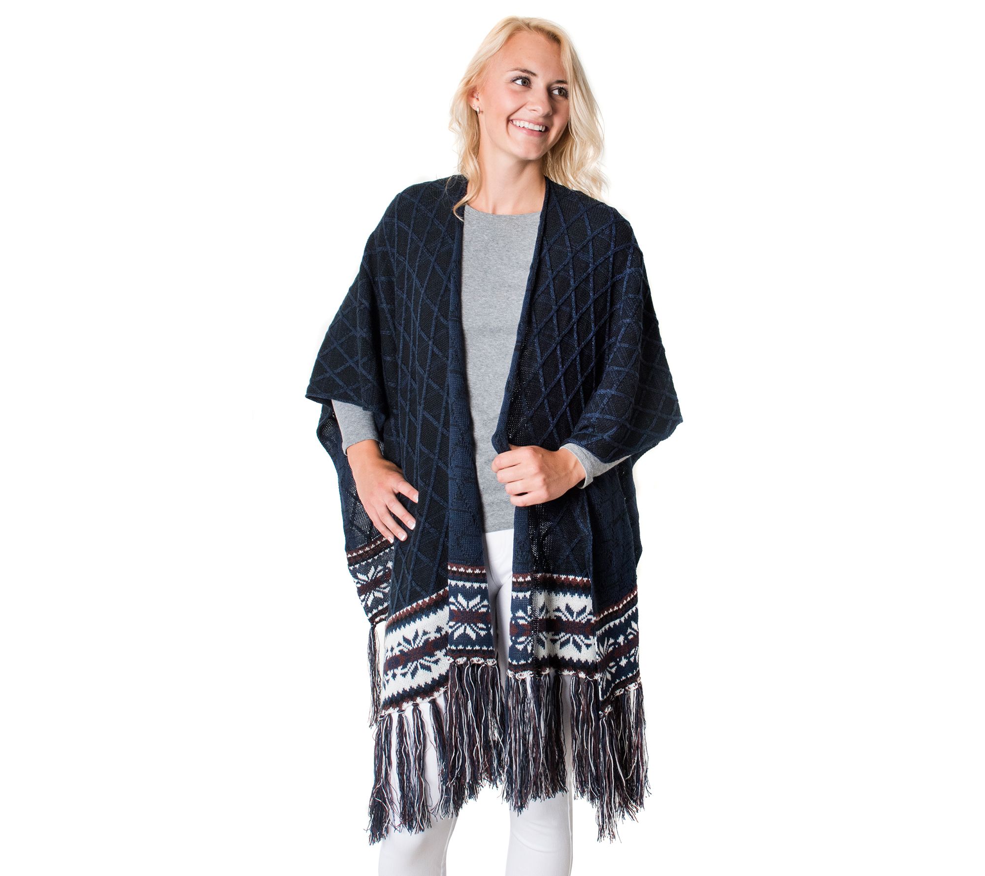 MUK LUKS Women's Knit Fringe Ruana