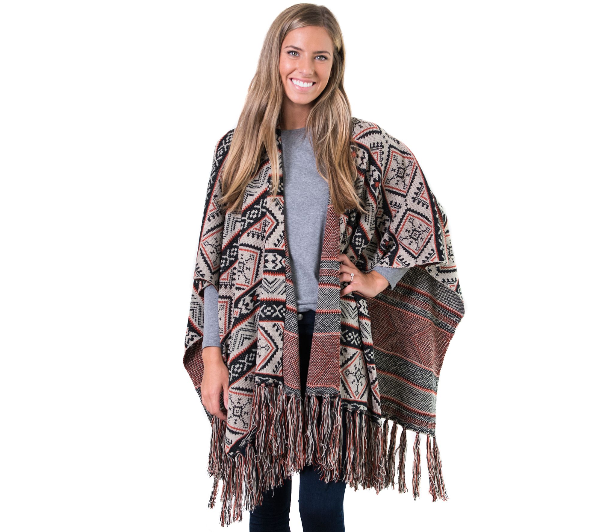 MUK LUKS Women's Knit Fringe Ruana
