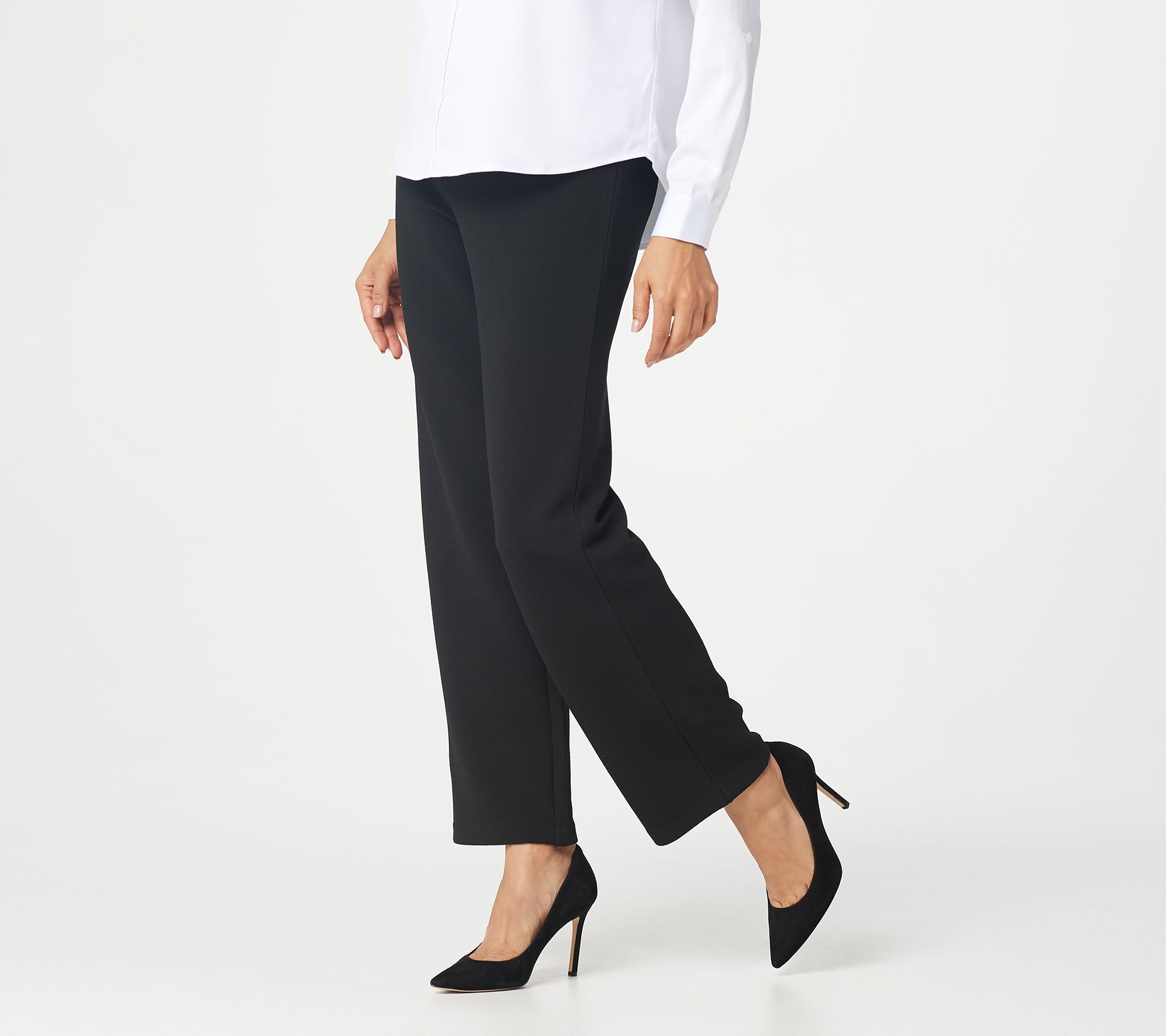 Joan Rivers Petite Textured Knit Pull-On Full Length Pants - QVC.com
