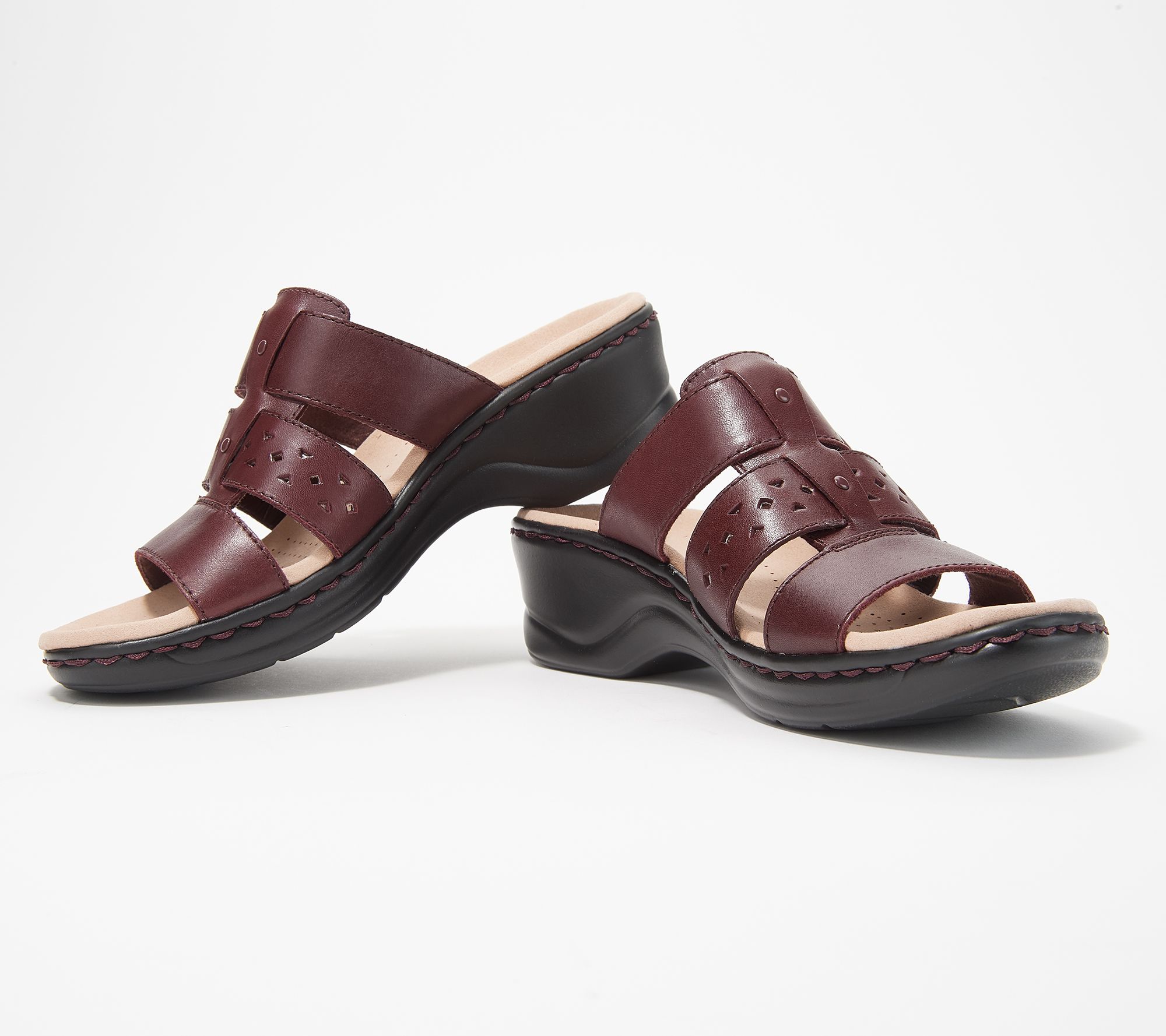 clarks leather slides