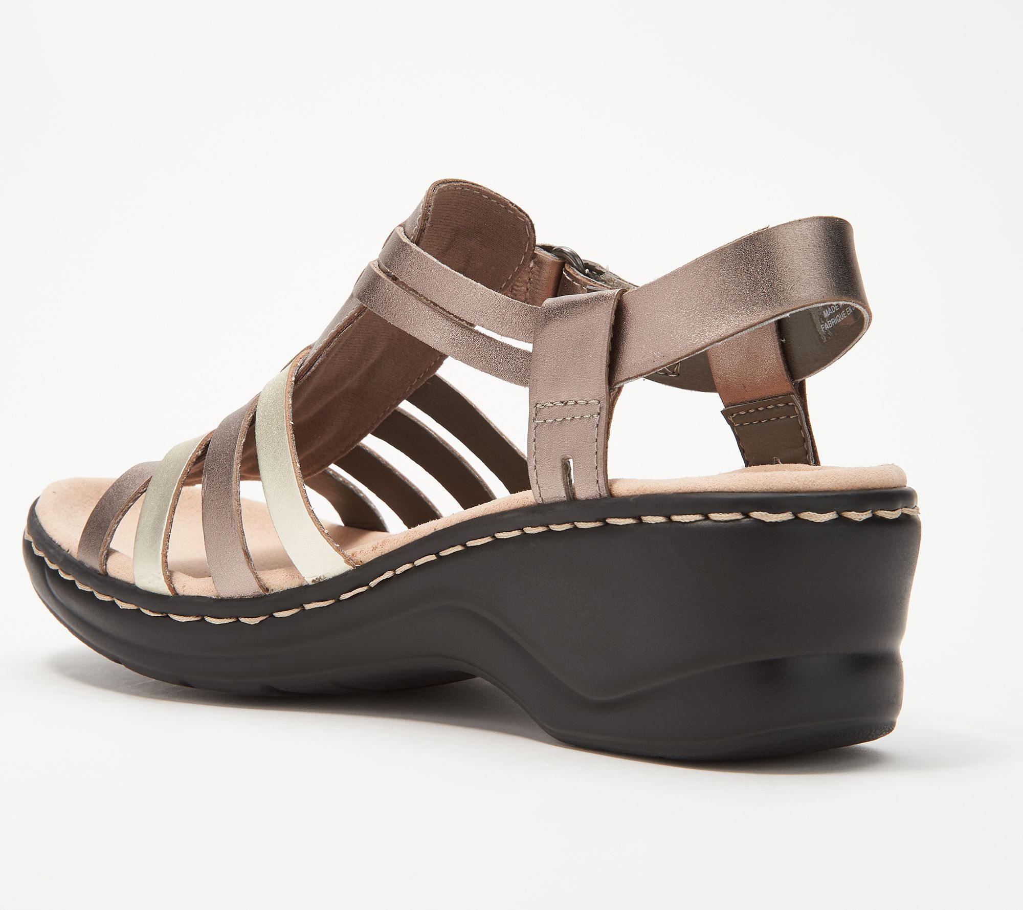 clarks wedge sandals qvc