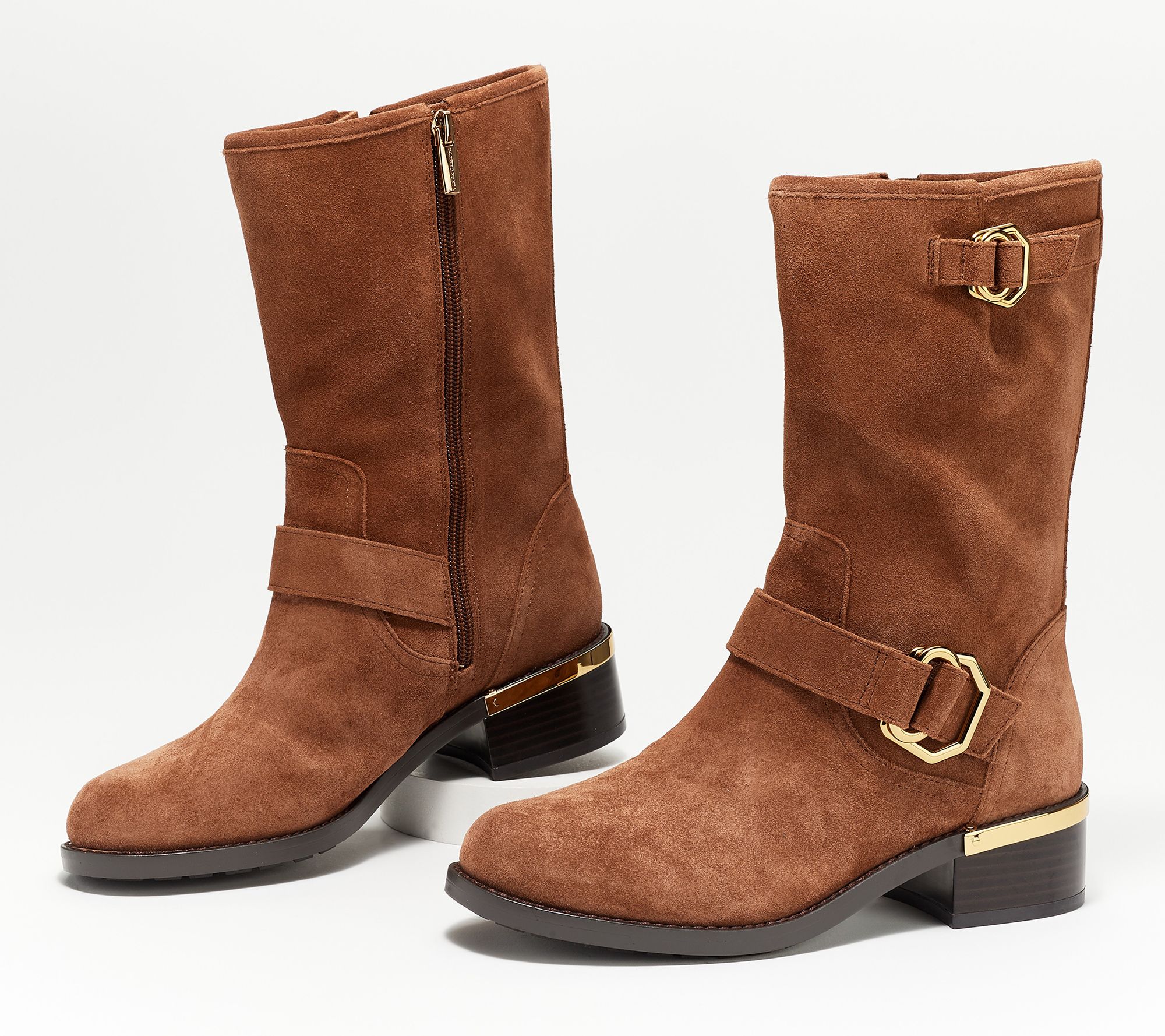 Vince Camuto Leather or Suede Mid Calf Boots- Wadelyn - QVC.com