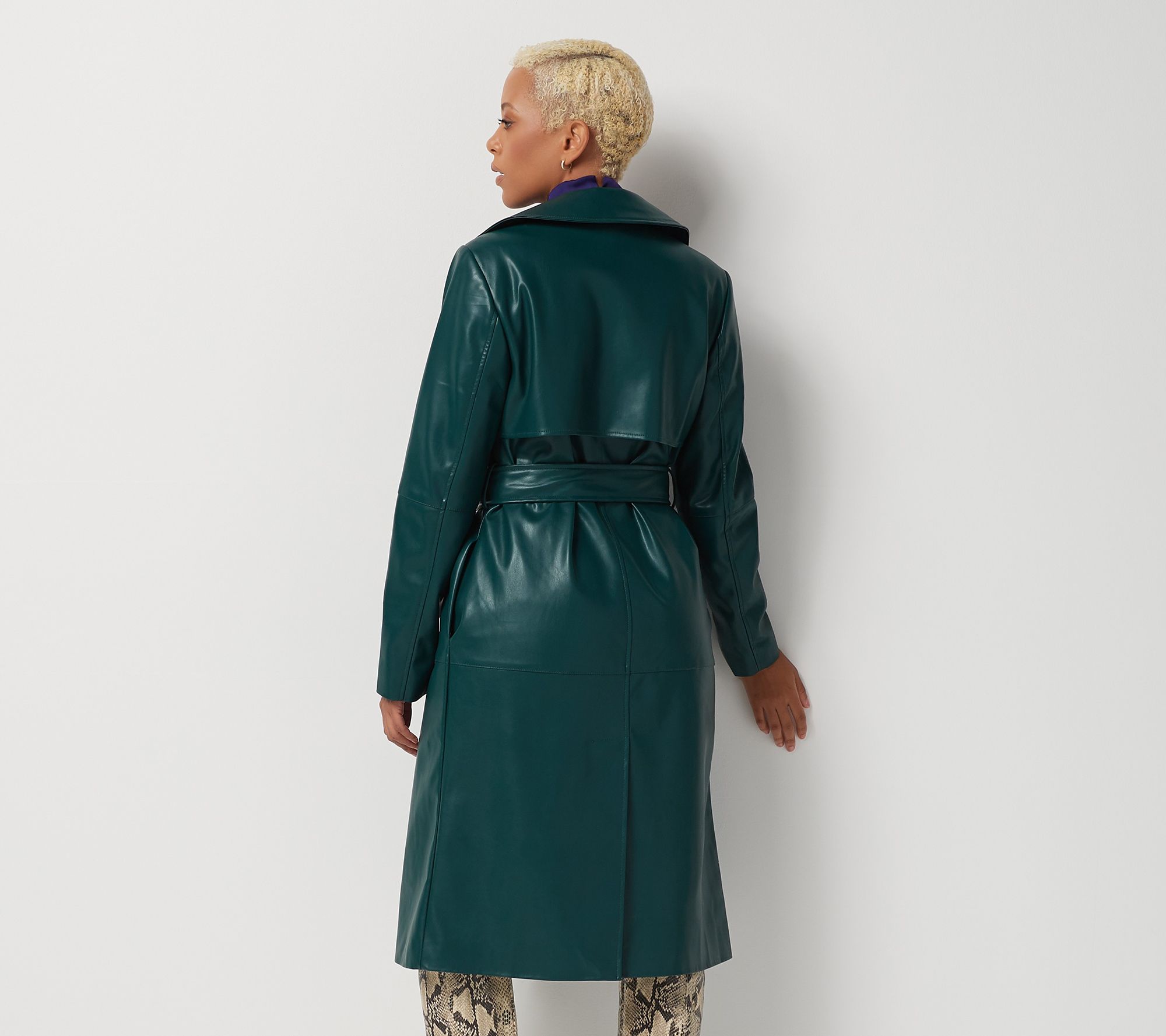 J Jason Wu Pine Green The Icon Regular Croc-Embossed Faux Leather Trench  Coat - Juniors, Best Price and Reviews