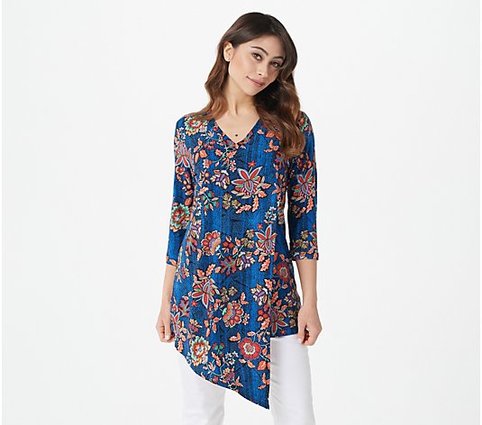 Attitudes by Renee Petite Como Jersey Printed Knit Overlay Tunic