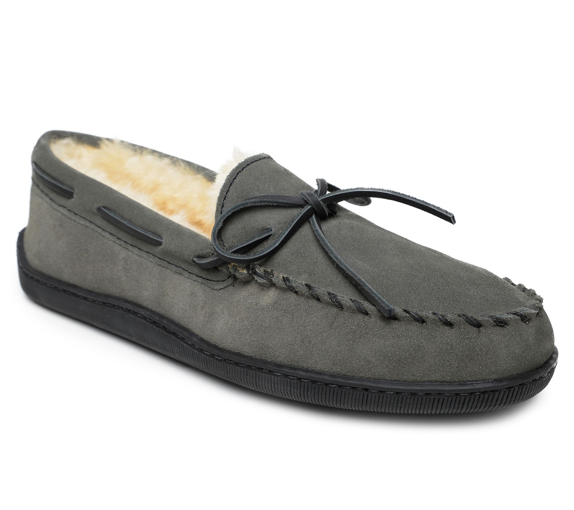 Minnetonka Men's Sheepskin Hardole Moccasins -Extended Sizes