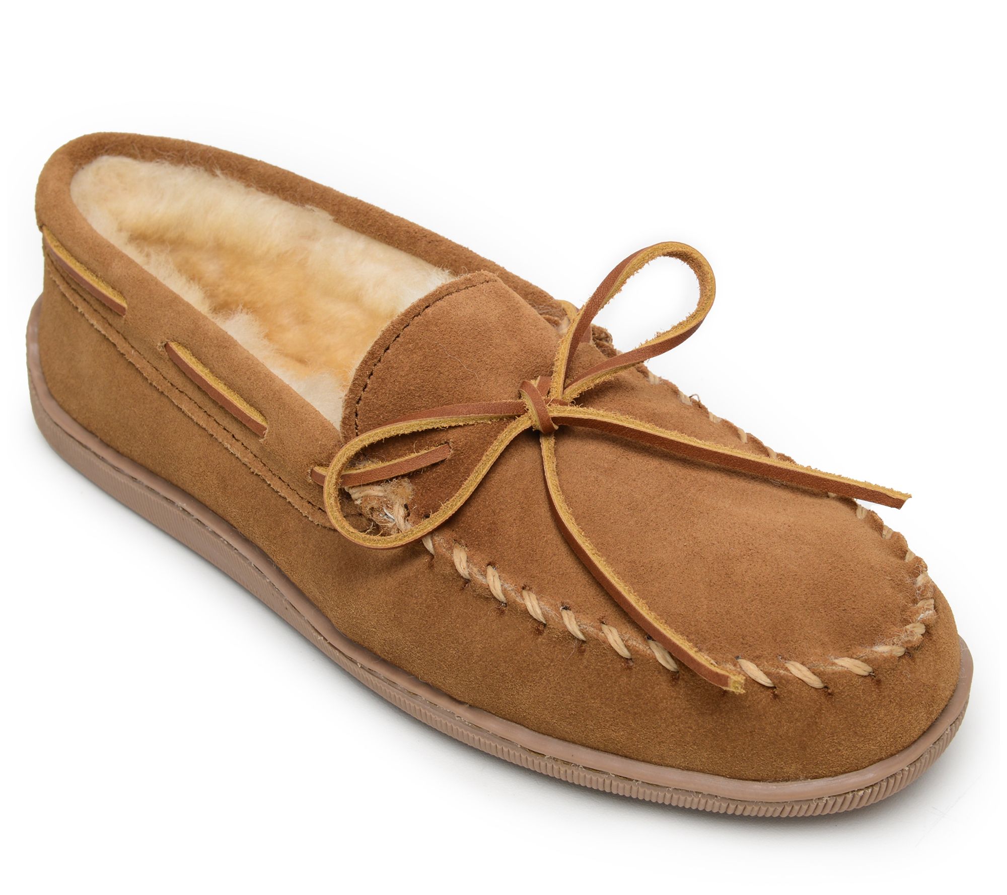 Minnetonka Men's Sheepskin Hardole Moccasins -Extended Sizes