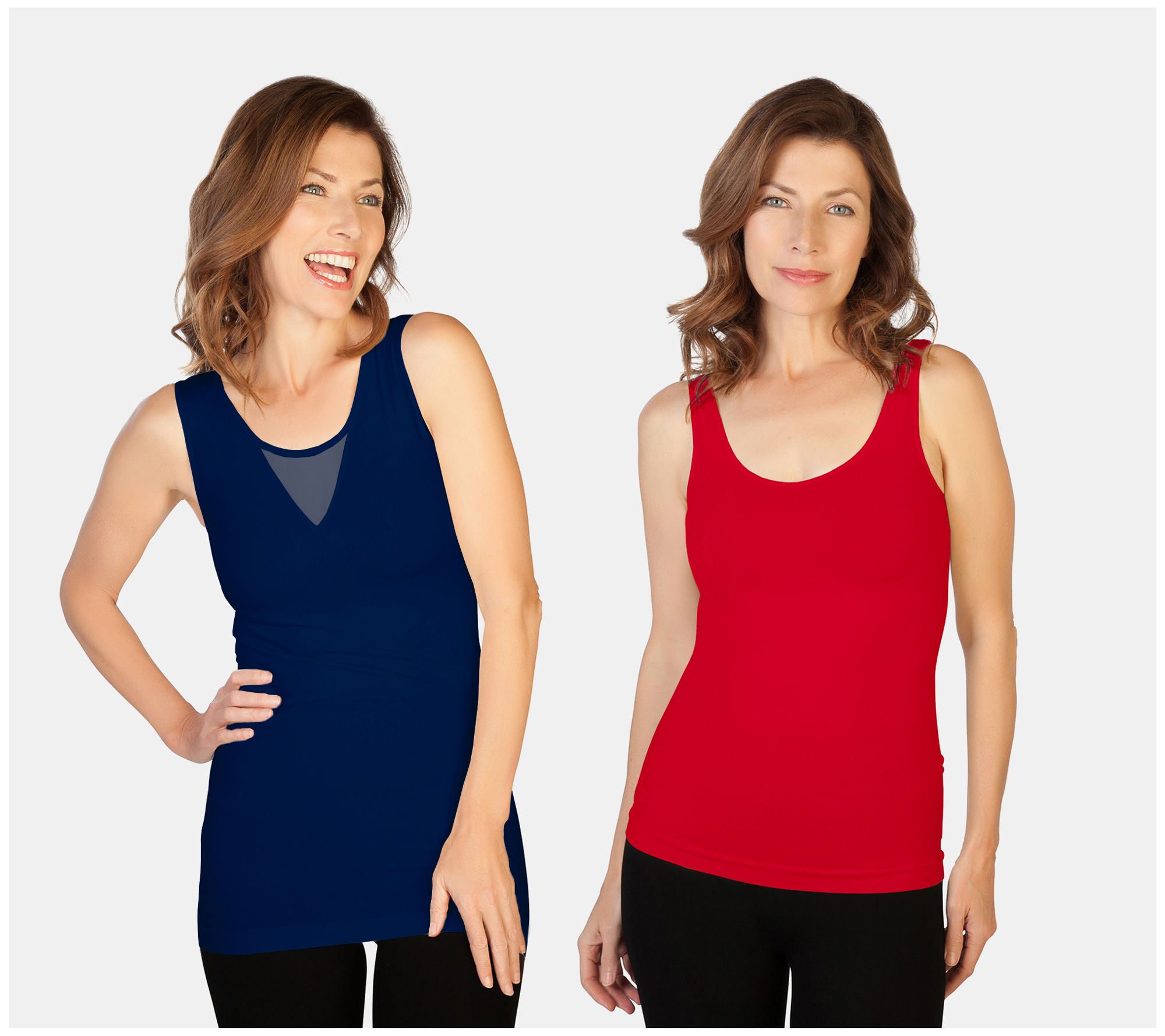 Skinnytees Missy Set of 2 V-Neck & Scoop Neck Tank Tops
