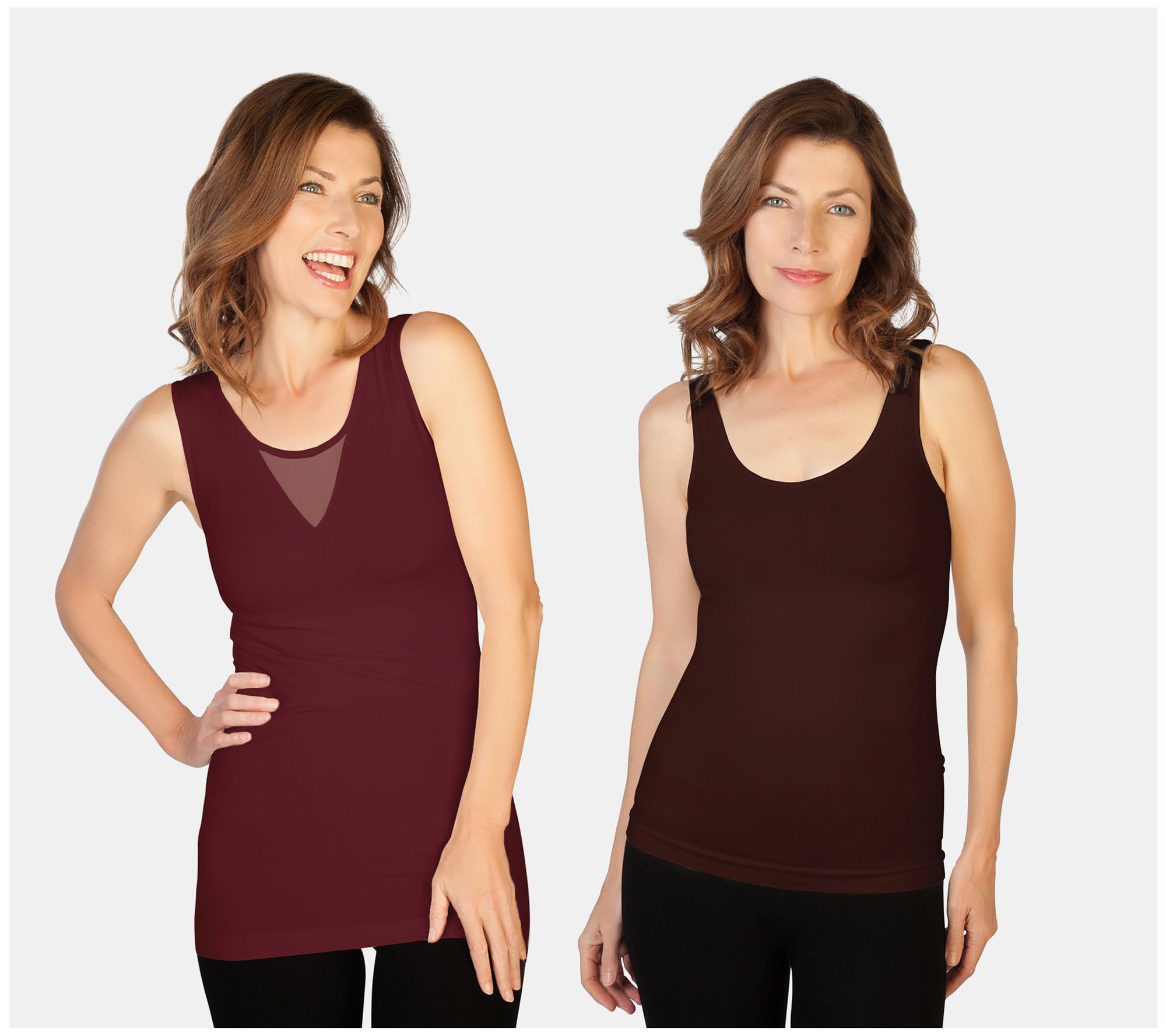 Skinnytees Missy Set of 2 V-Neck & Scoop Neck Tank Tops