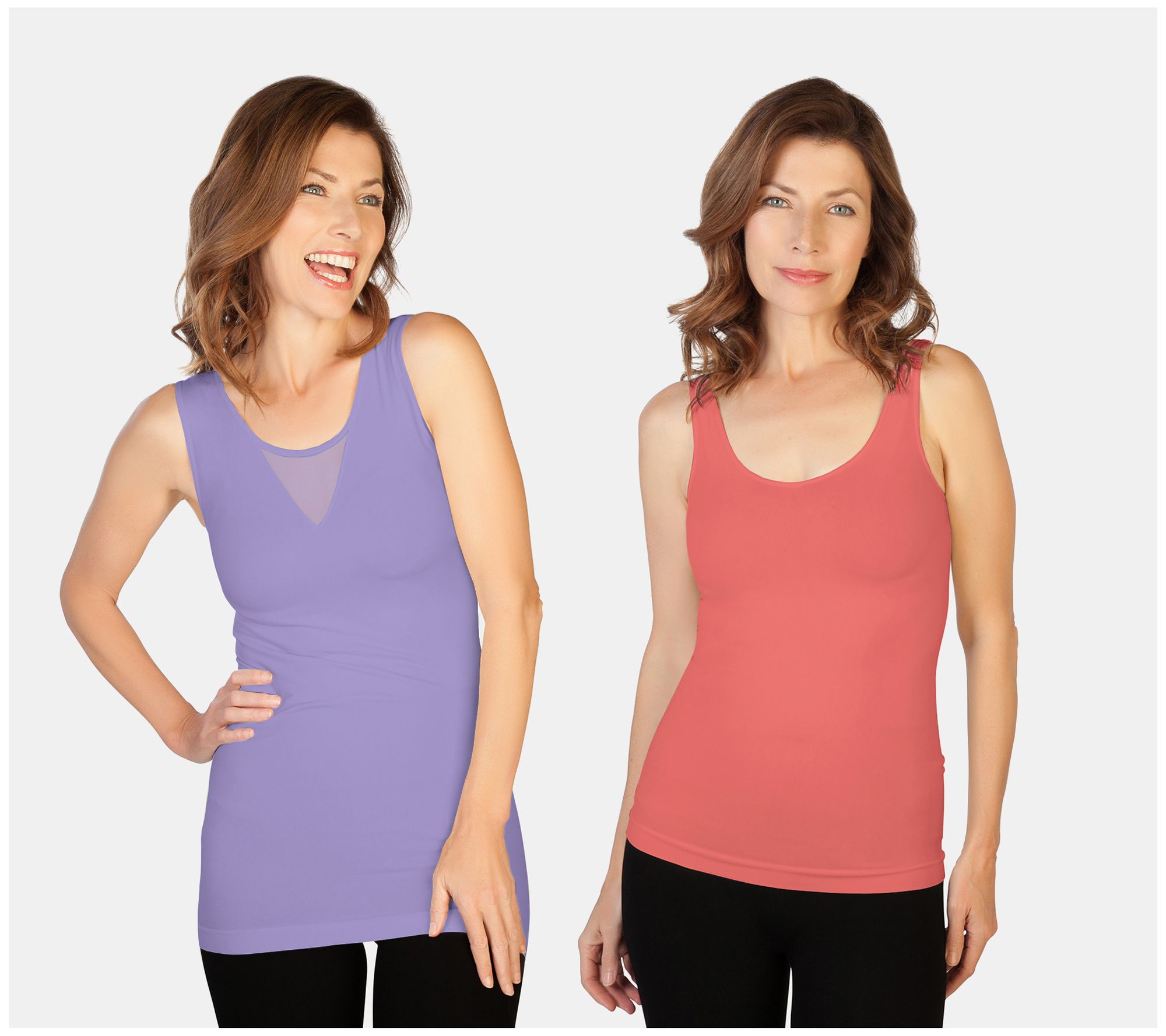 Skinnytees Missy Set of 2 V-Neck & Scoop Neck Tank Tops