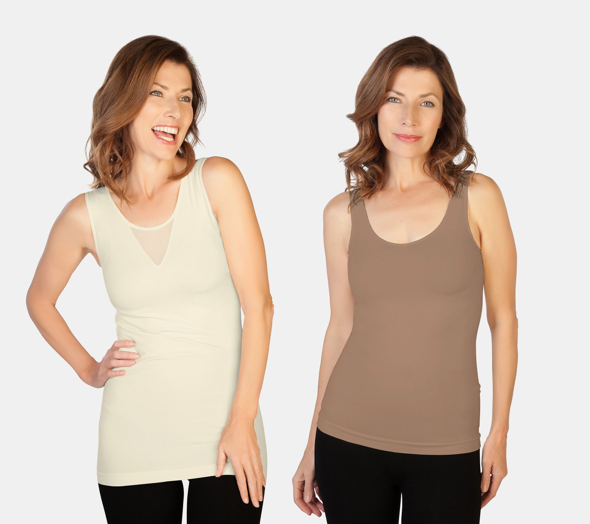 Skinnytees Missy Set of 2 V-Neck & Scoop Neck Tank Tops