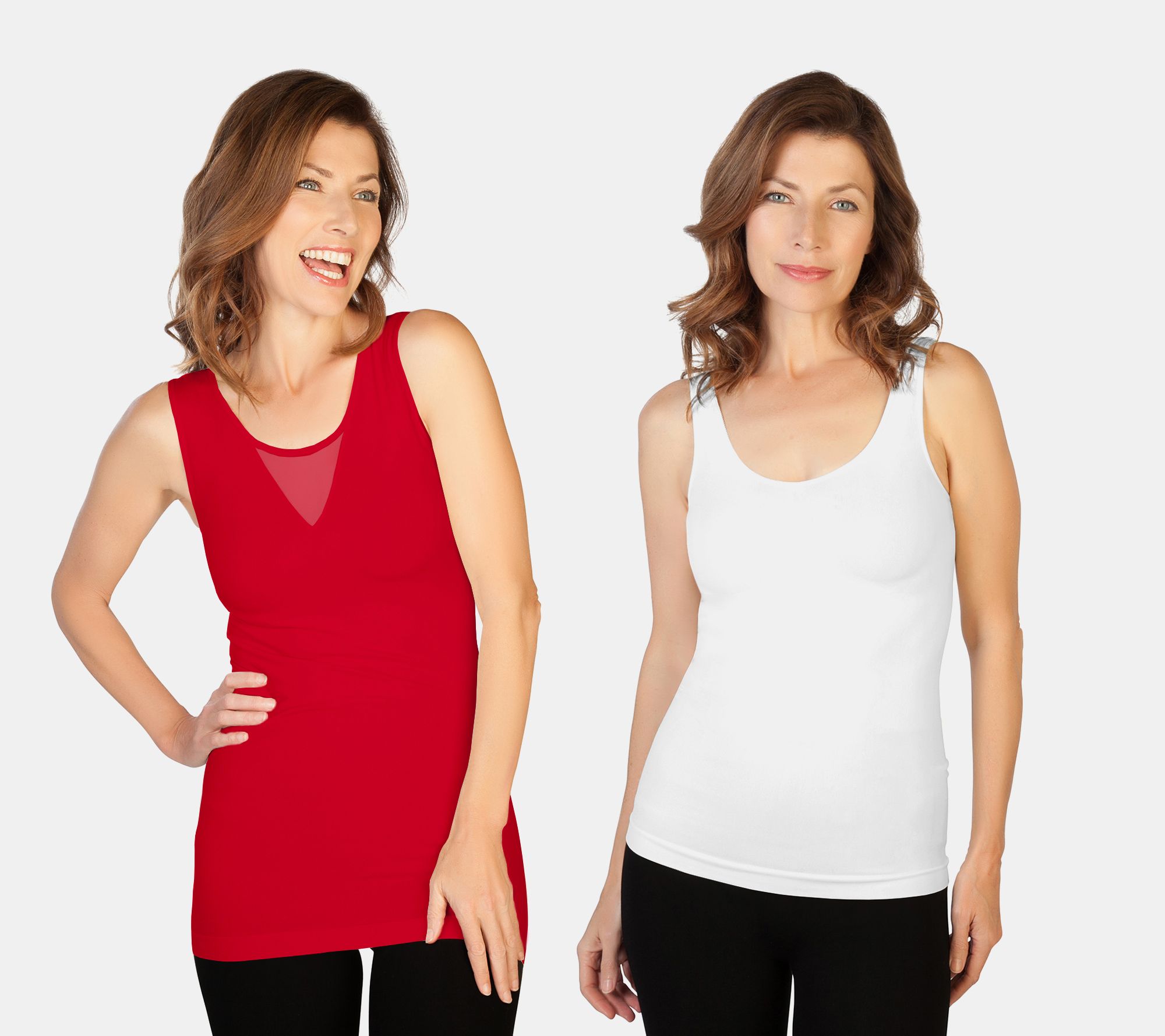 Skinnytees Missy Set of 2 V-Neck & Scoop Neck Tank Tops