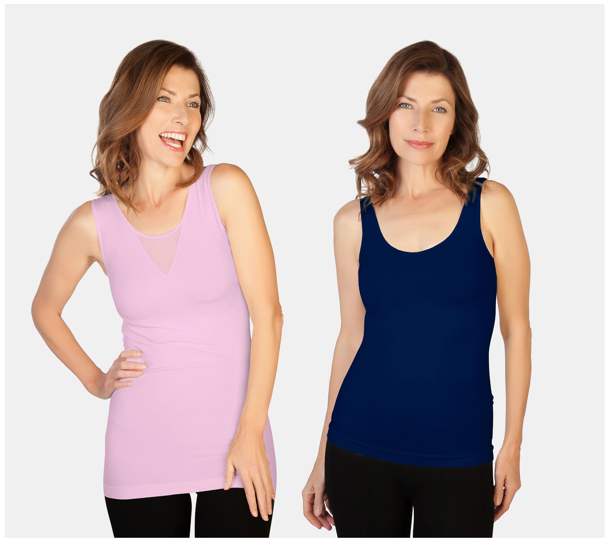 Skinnytees Missy Set of 2 V-Neck & Scoop Neck Tank Tops