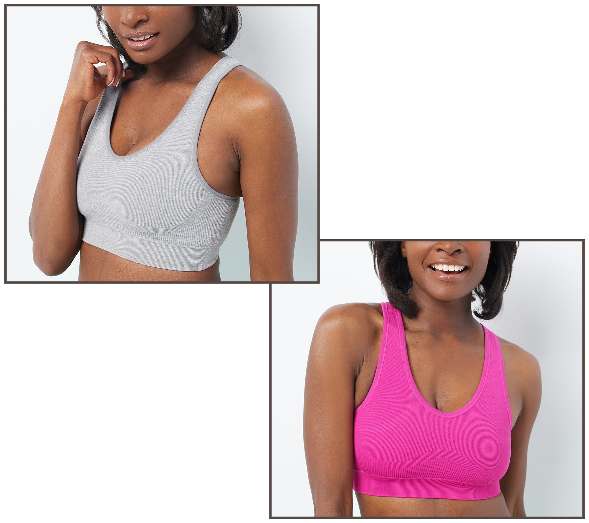 As Is AnyBody Rib Knit Seamless Cozy Lounge Bralette Set of 2 