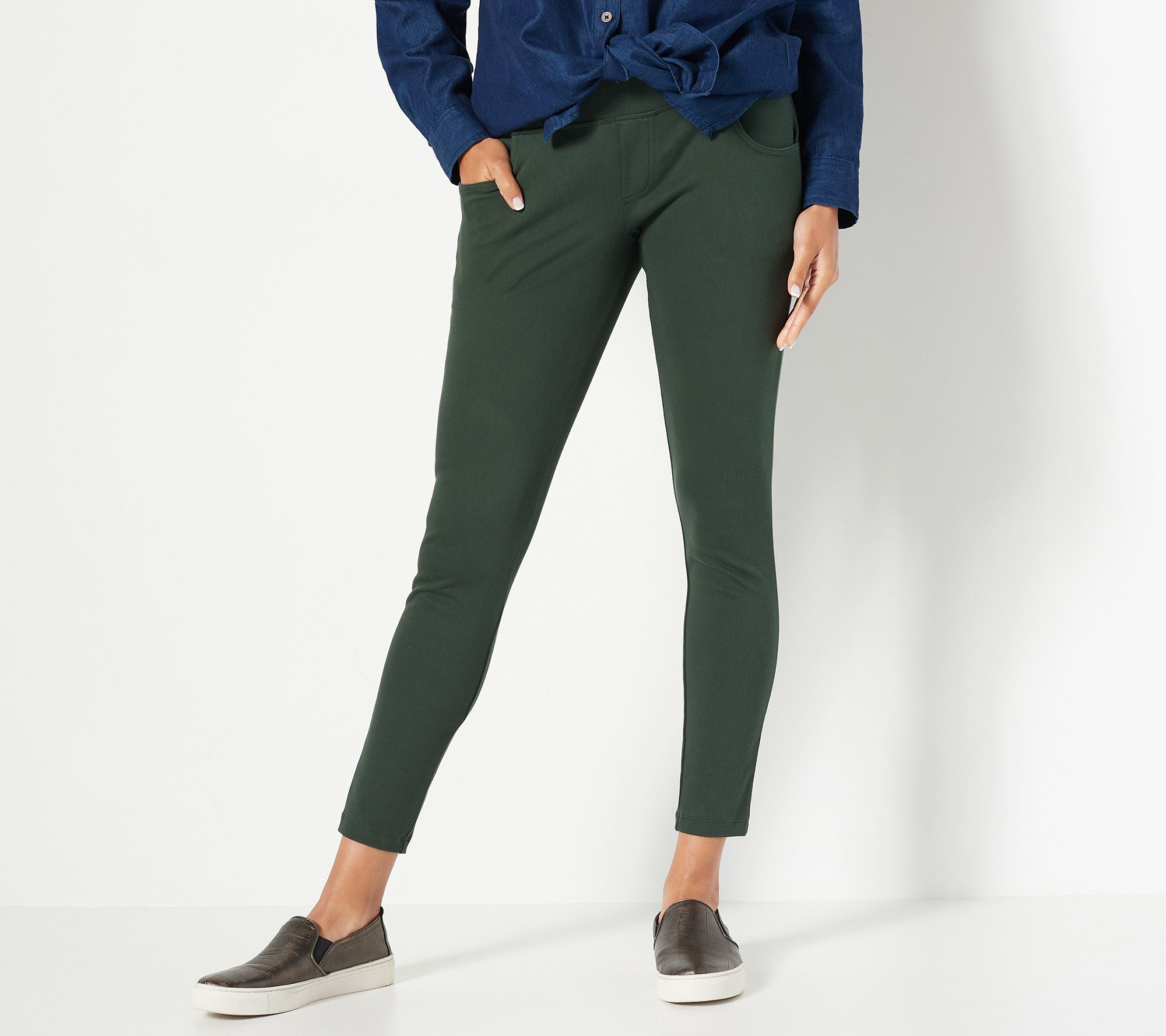 Women with Control Regular Prime Stretch Demin Leggings with Pockets - QVC .com