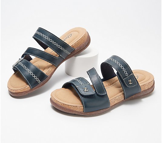 Clarks Collection Leather Slide Sandals - Roseville Bay