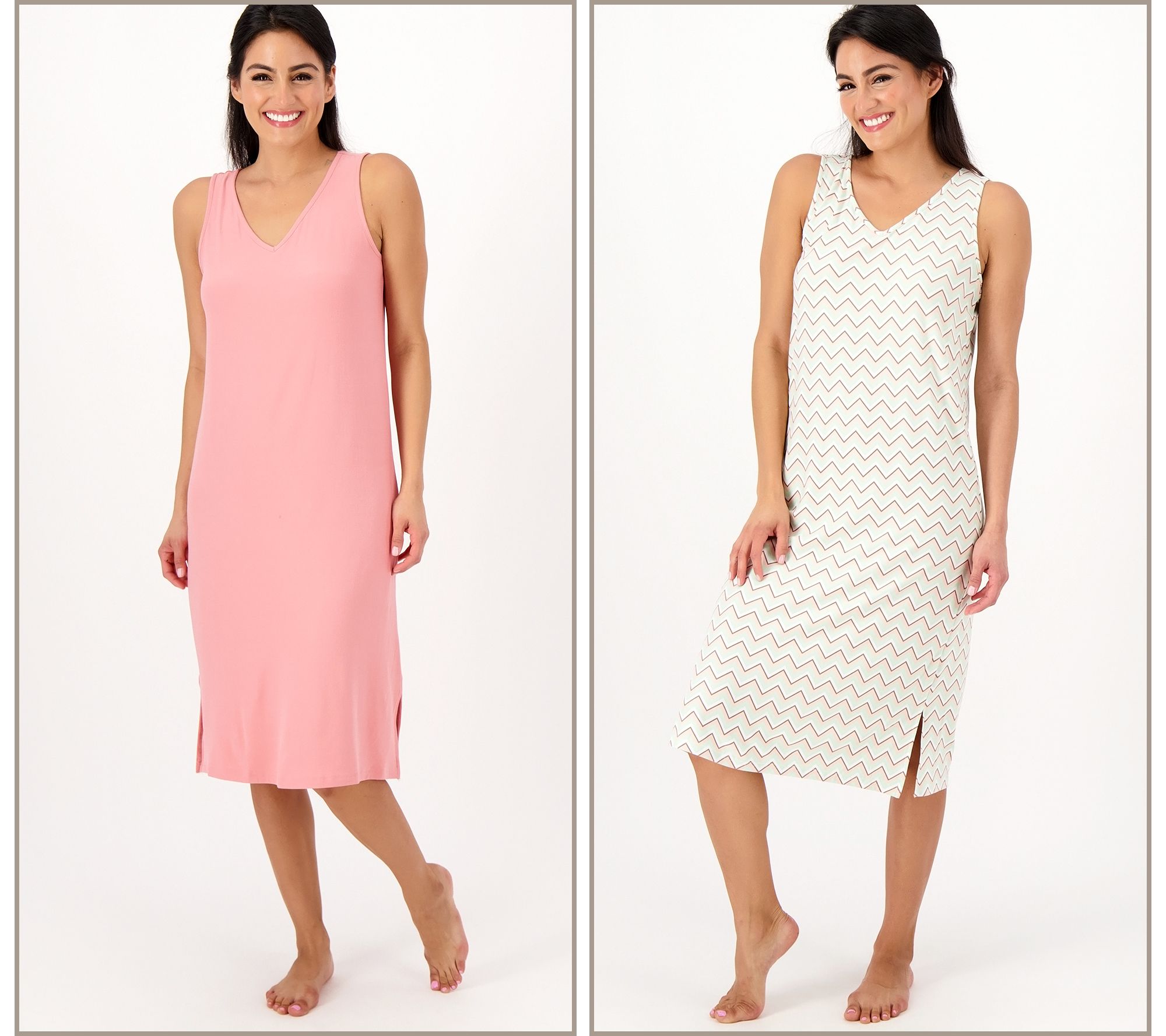 MUK LUKS Set of Two Cloud Knit VNeck Midi Dress