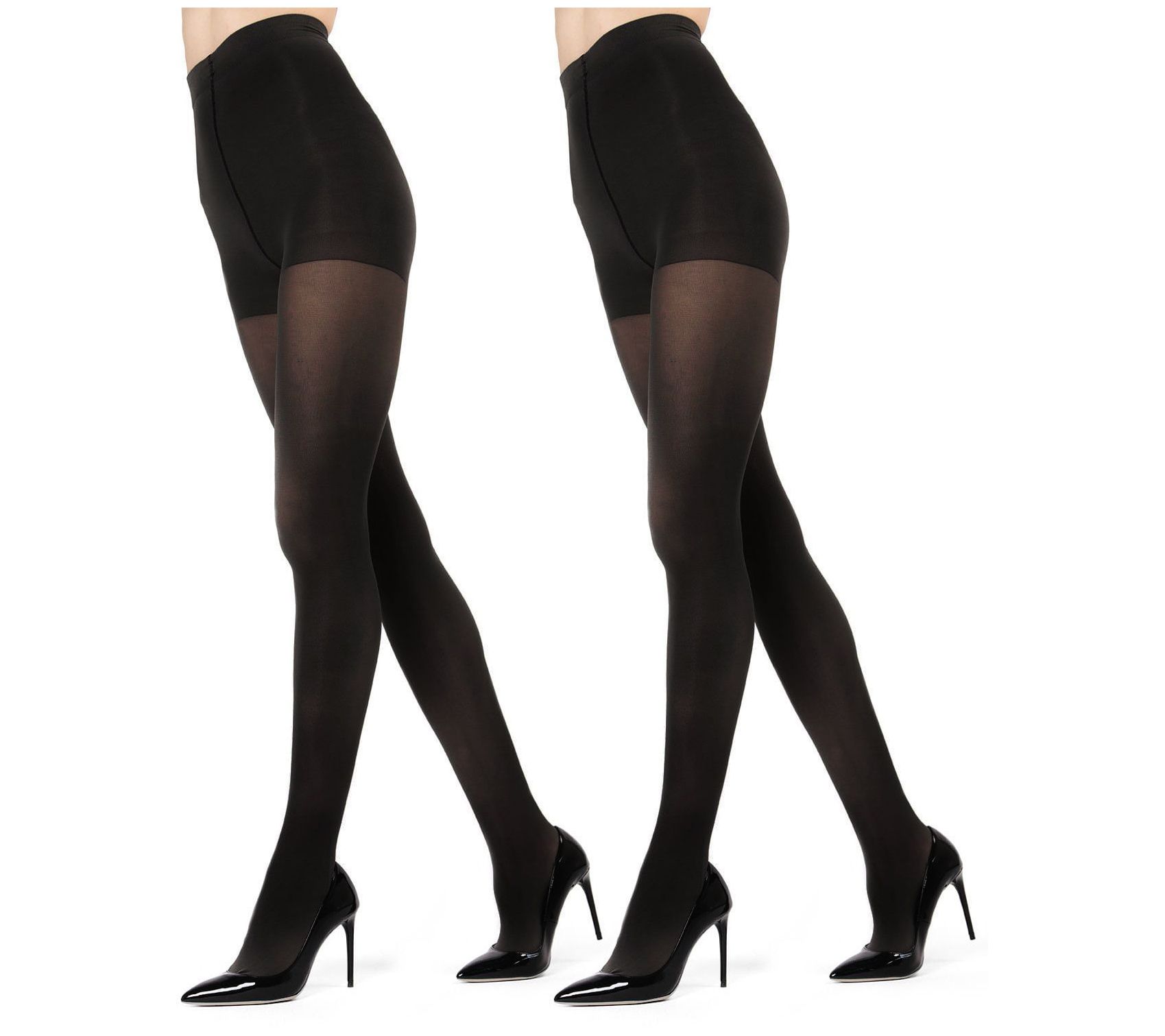Memoi Perfectly Opaque Control Top Microfiber Tights 2-Pack