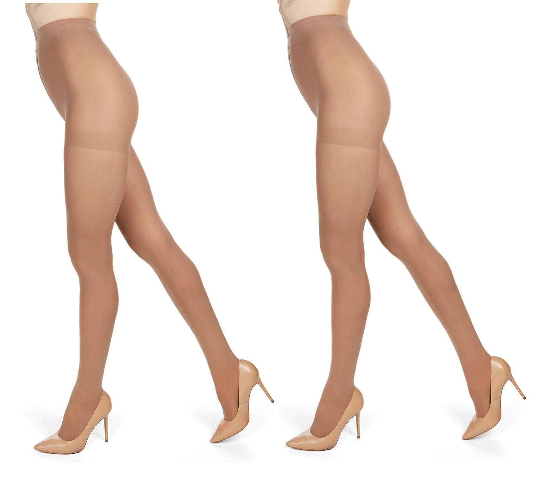 Memoi Perfectly Opaque Control Top Microfiber Tights 2-Pack