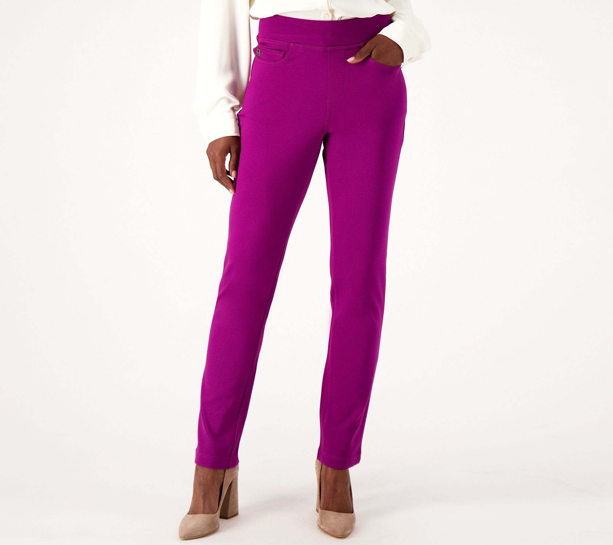 "As Is" Belle by Kim Gravel Regular Ponte Slim Straight Leg Pants