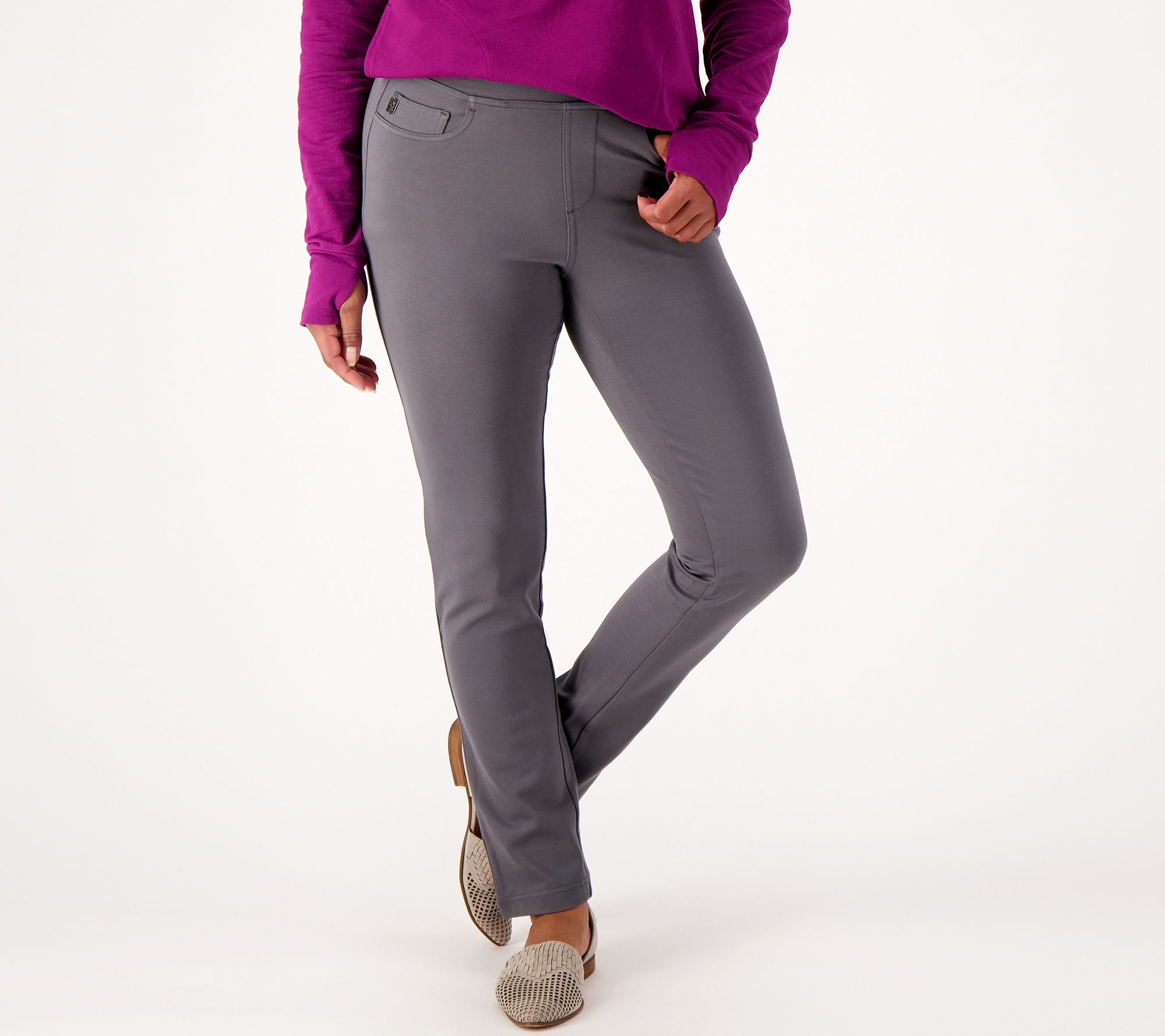 "As Is" Belle by Kim Gravel Regular Ponte Slim Straight Leg Pants