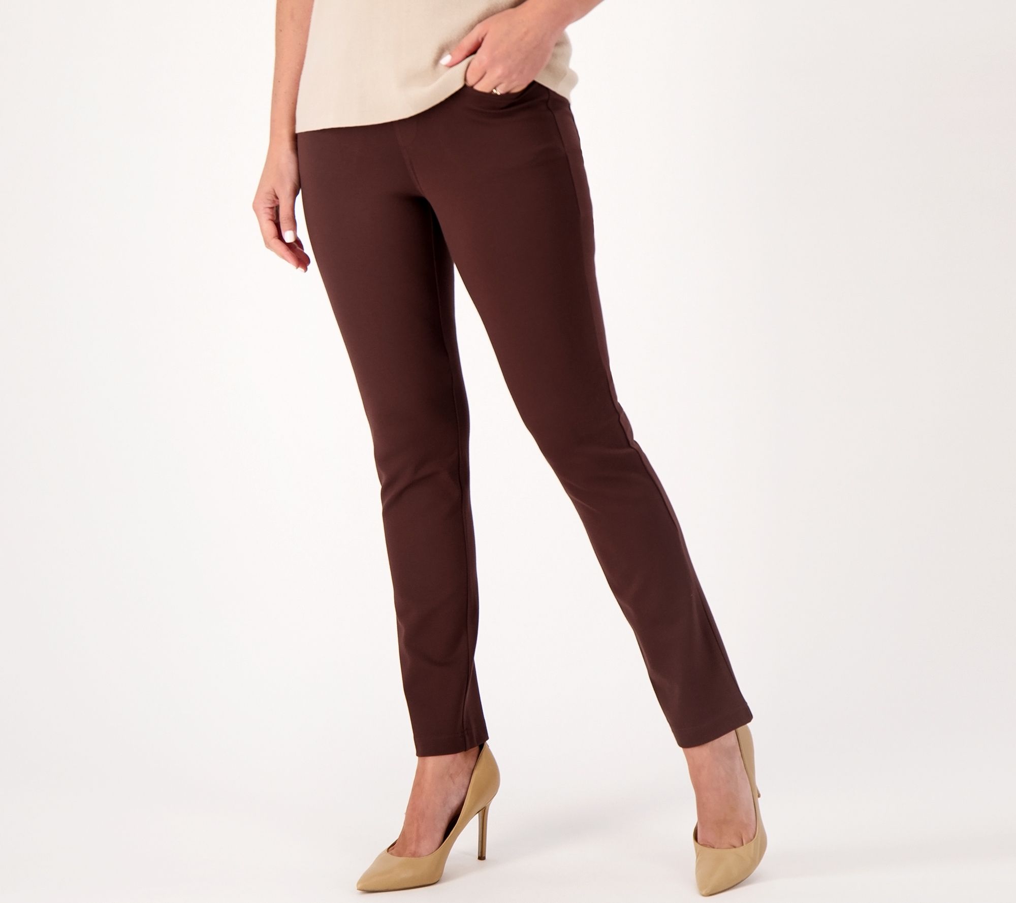 "As Is" Belle by Kim Gravel Regular Ponte Slim Straight Leg Pants