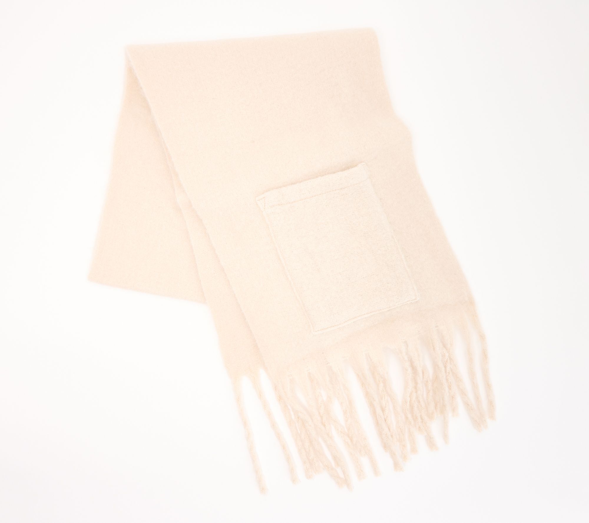 Sprigs Oversized Solid Fringe Scarf with Pockets
