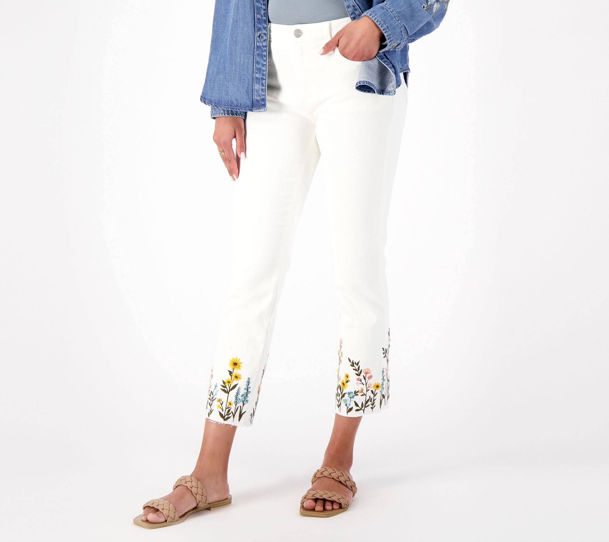 "As Is" Driftwood Jeans Colette Embroidered Crop Jean
