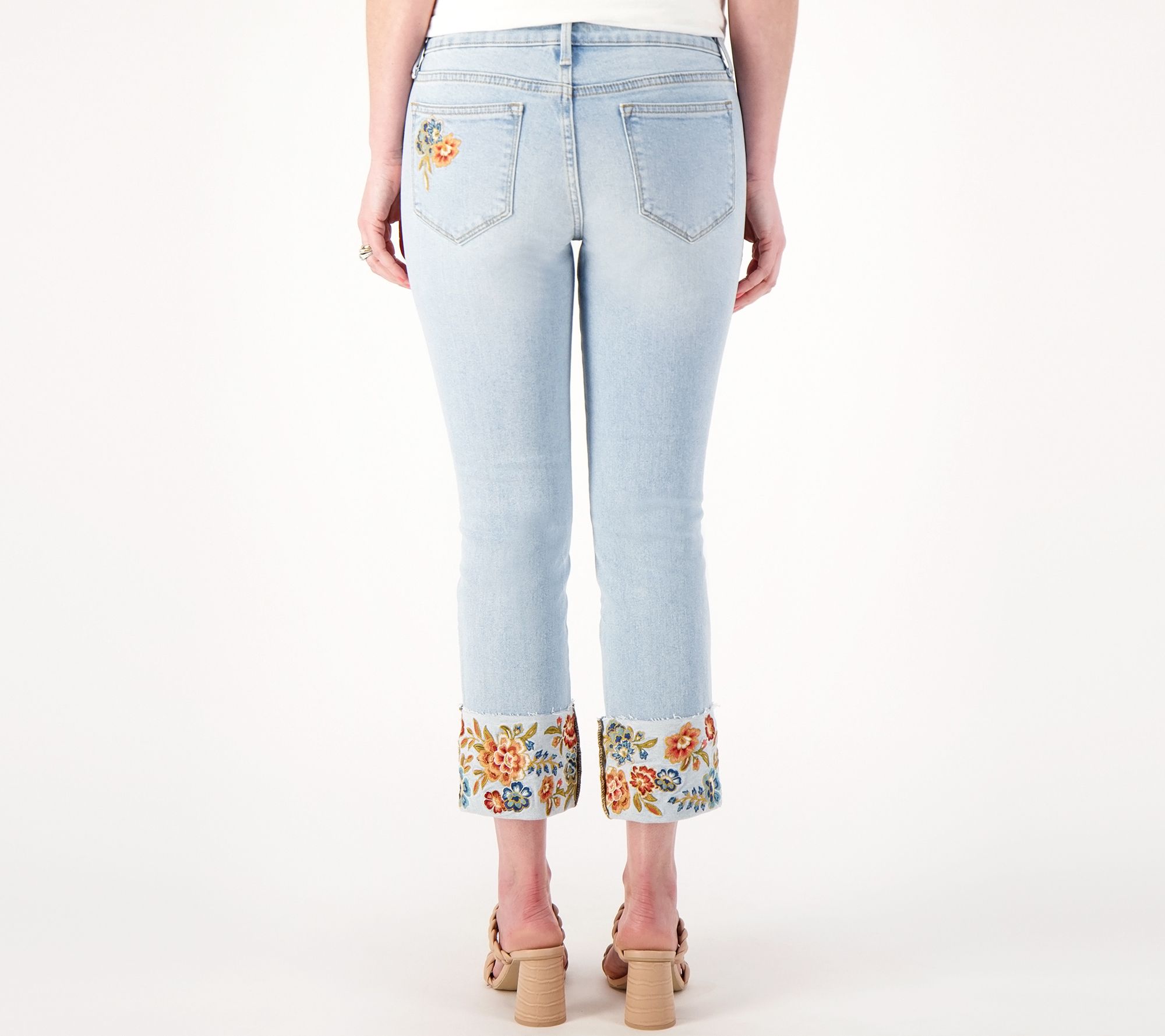 "As Is" Driftwood Jeans Colette Embroidered Crop Leg Jean