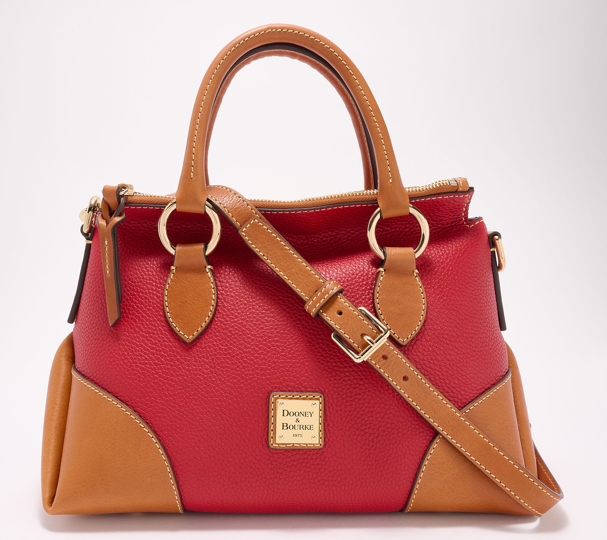 Dooney & Bourke Pebble Leather Satchel with Trim